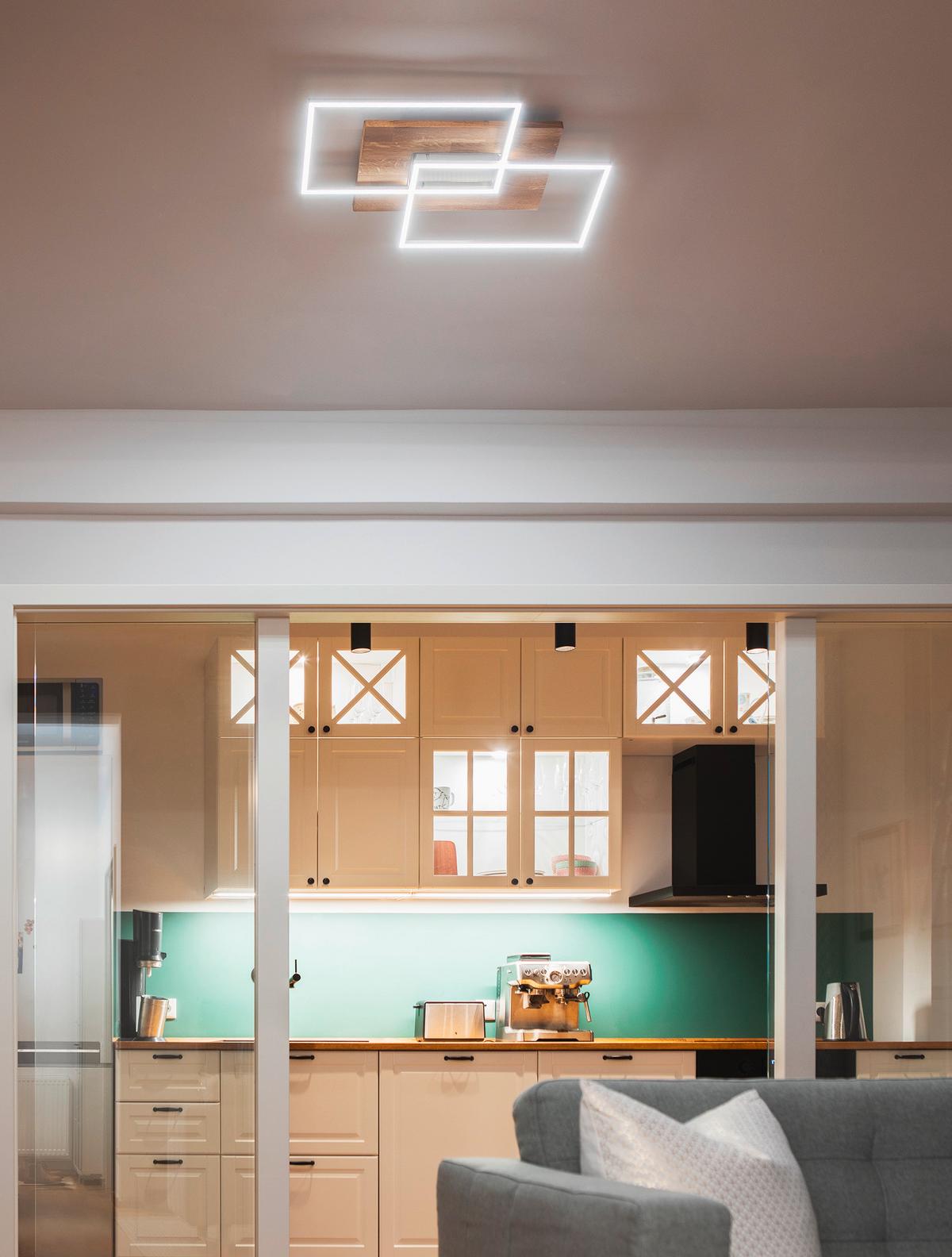 LAMPA SUFITOWA LED 141601 HERMAGOR - beżowy, Natur, metal/drewno (50/42/7cm) - Waldwelt