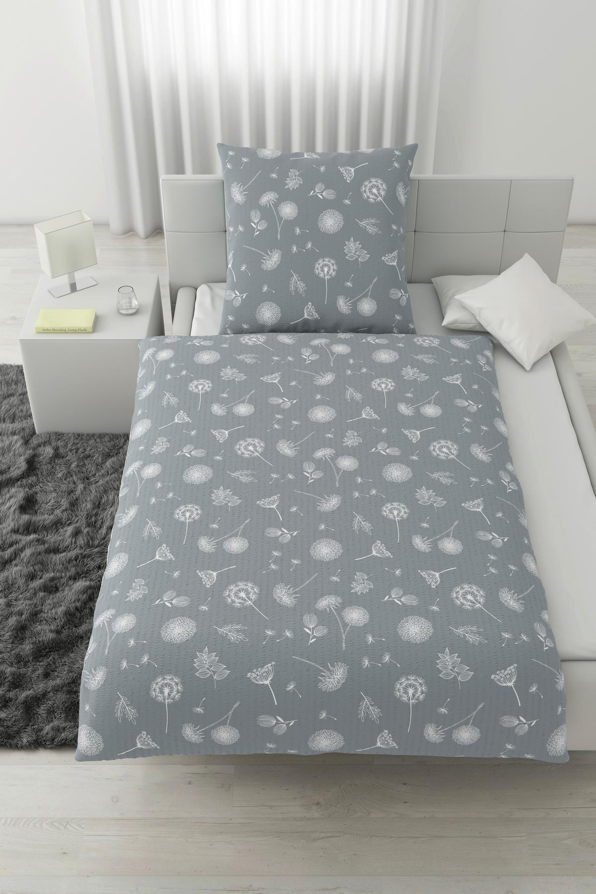 Bettwäsche Pusteblume XL Grau ca. 155x220cm - Grau, KONVENTIONELL, Textil (155/220cm) - Modern Living