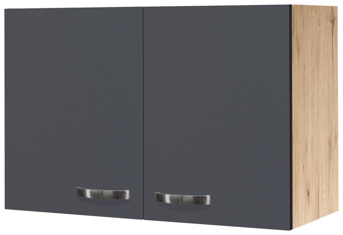 Küchenoberschrank Shadow ca. 80x54x32 cm Grau/Eiche - Edelstahlfarben/Dunkelgrau, MODERN, Holzwerkstoff/Metall (80/54/32cm) - FlexWell