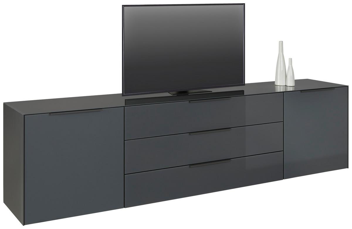 TV-Element Max Box in Anthrazit - Anthrazit/Silberfarben, MODERN, Glas/Holzwerkstoff (235/63/45cm) - Premium Living