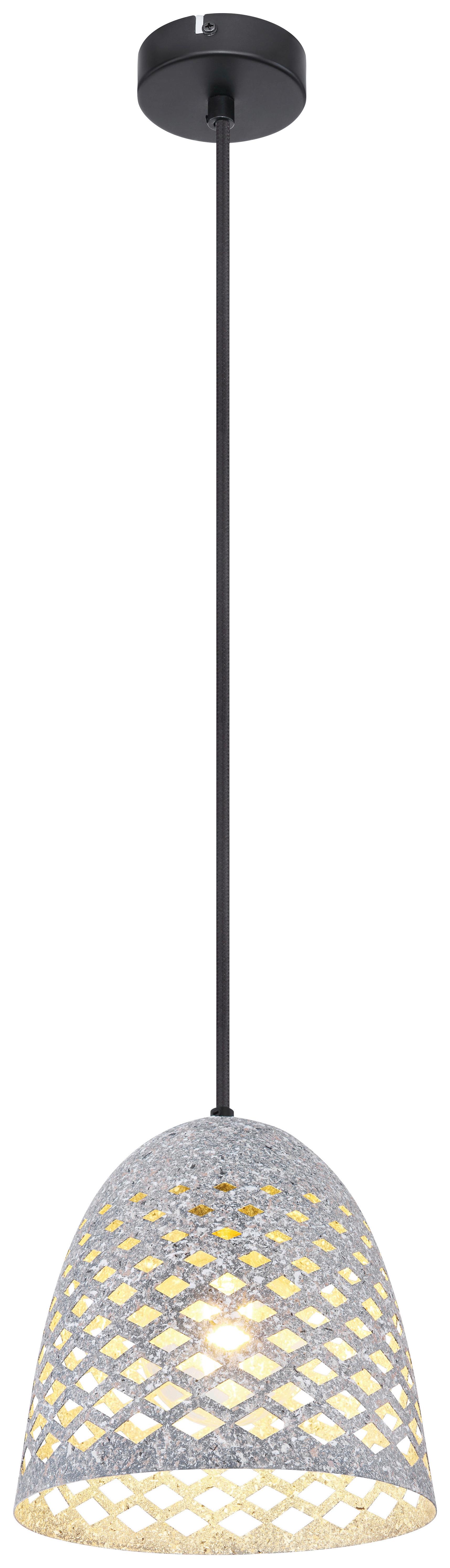 Viseča Svetilka 15594h Hollie - siva/črna, Basics, kovina/tekstil (20/120cm) - Globo