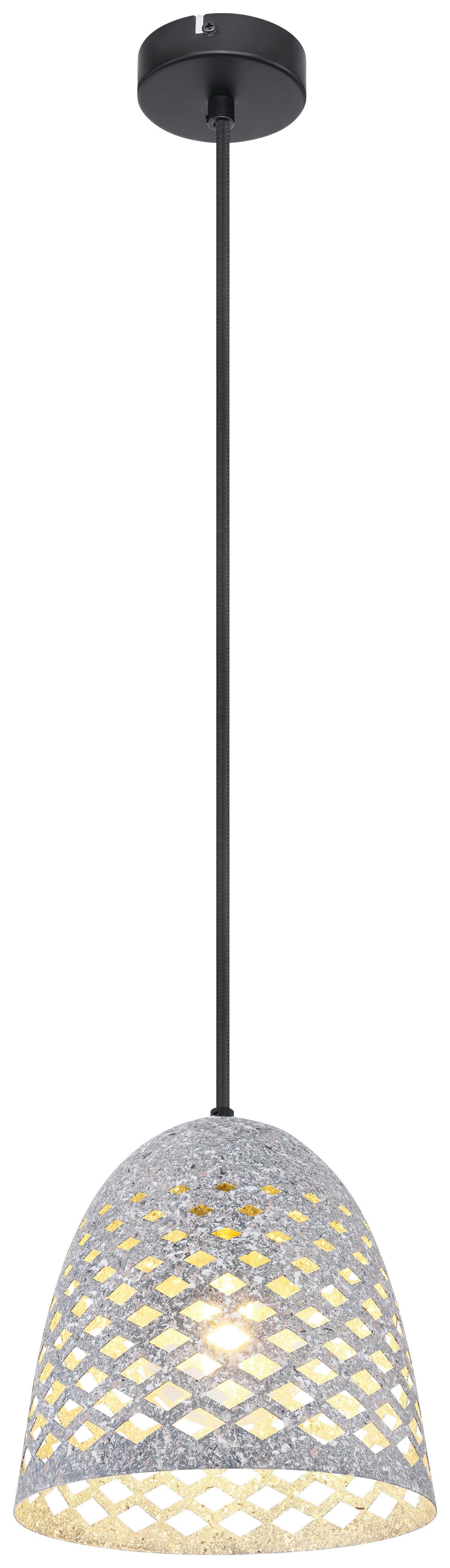 Viseča Svetilka 15594h Hollie - siva/črna, Basics, kovina/tekstil (20/120cm) - Globo