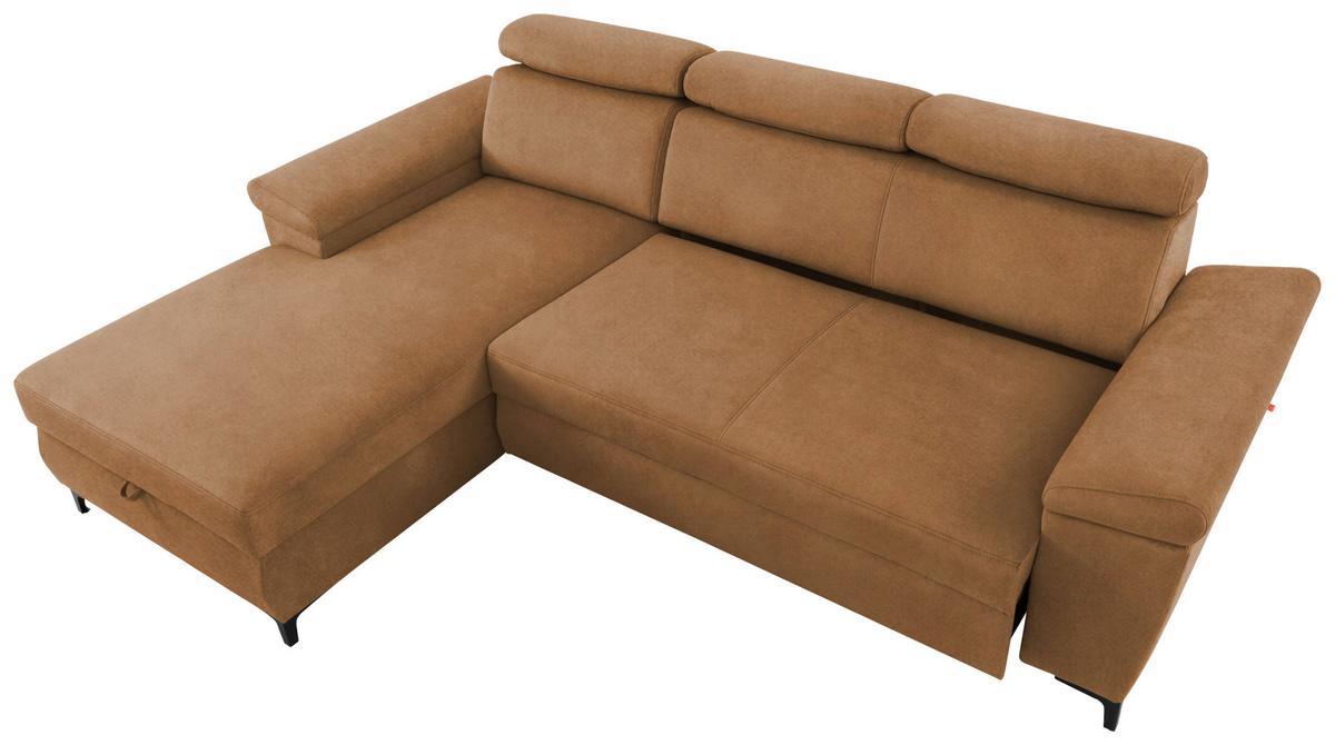 Sedežna Garnitura Santi, Oranžna, Ležišče, Predal - črna/oranžna, Moderno, kovina/tekstil (176/258cm) - Modern Living