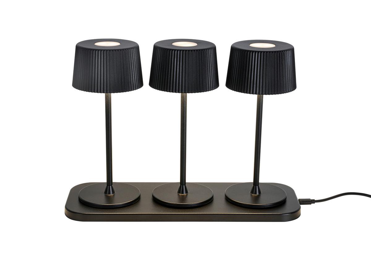 Akku-Tischleuchte Thremo Schwarz, 3er Set - Schwarz/Weiß, MODERN, Kunststoff/Metall (11/30/21,1cm) - Mömax