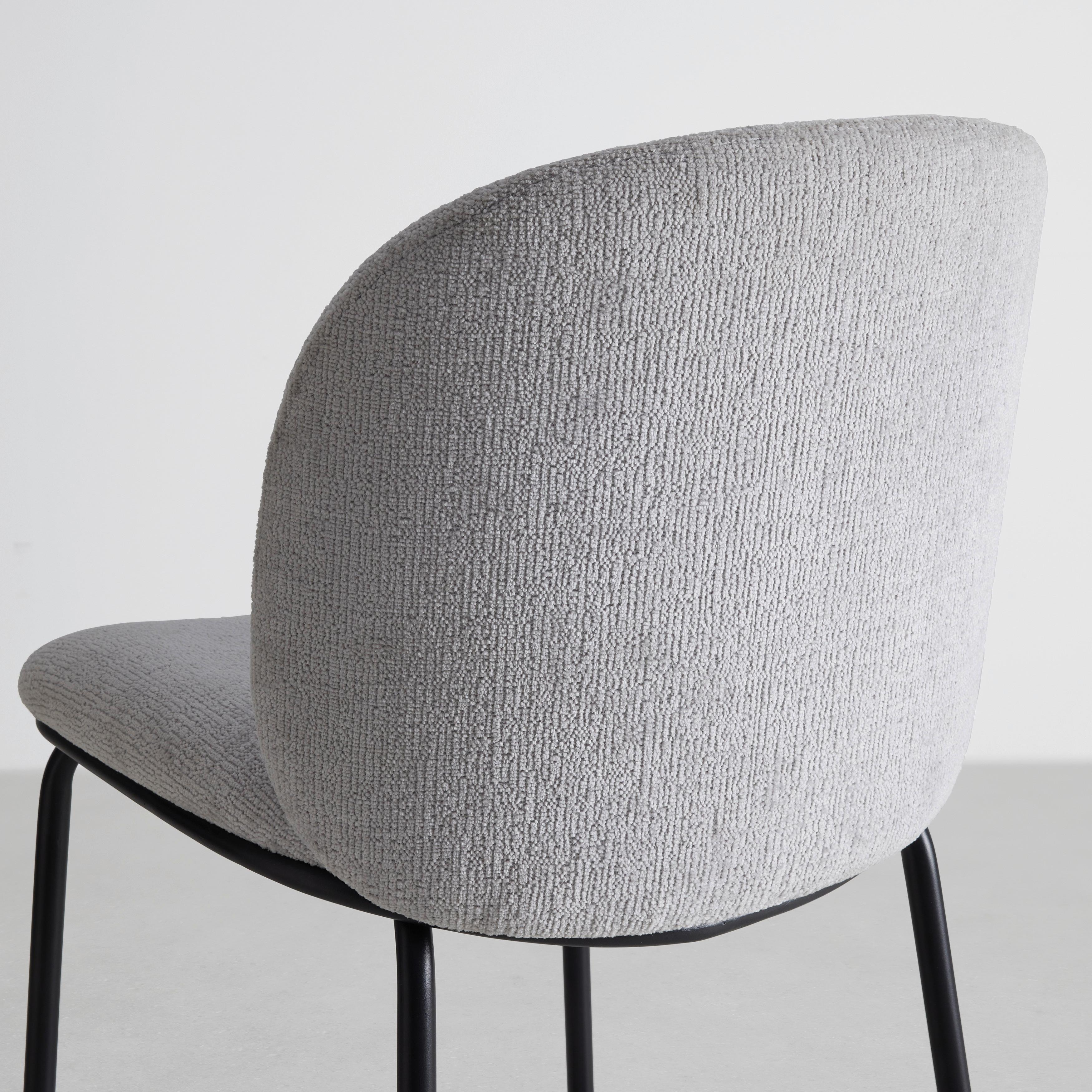 Barhocker Malea Hellgrau Chenille Gepolstert - Hellgrau/Schwarz, MODERN, Holz/Textil (46/103/53cm) - Bessagi Home