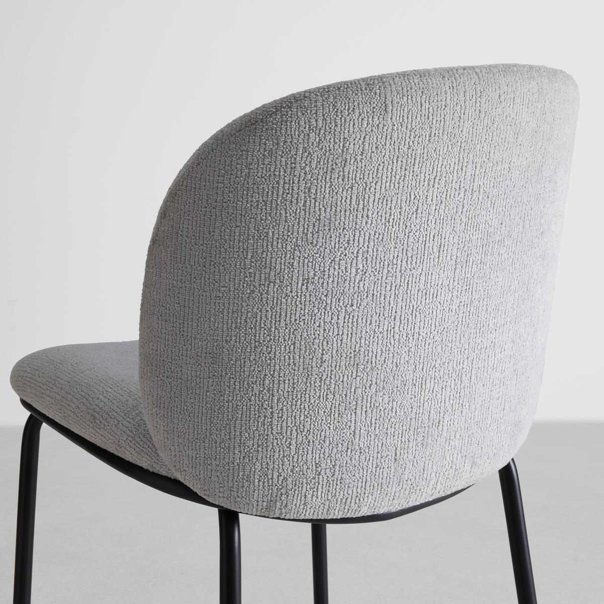 Barhocker Malea Hellgrau Chenille Gepolstert - Hellgrau/Schwarz, MODERN, Holz/Textil (46/103/53cm) - Bessagi Home