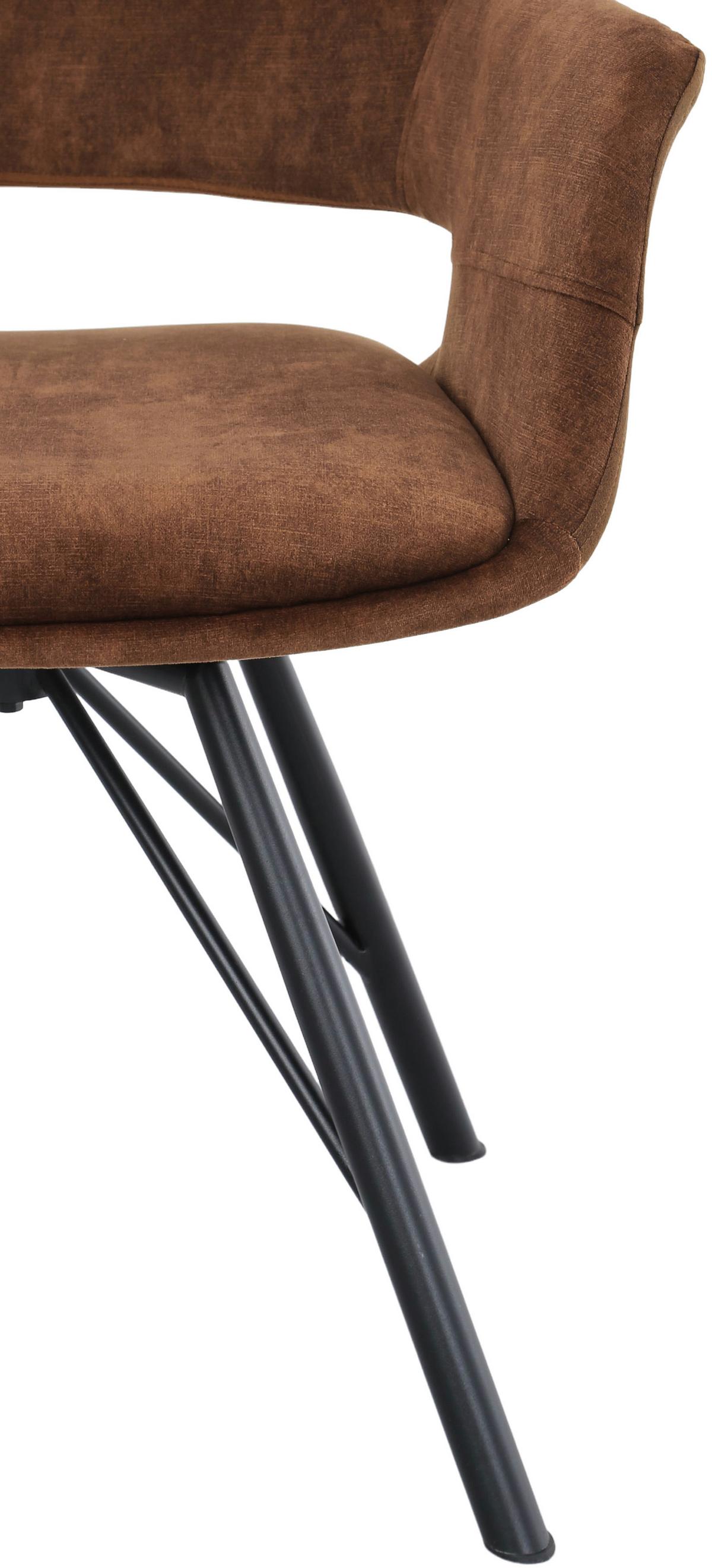 Armlehnstuhl Adriana Grün - Schwarz/Braun, Modern, Holz/Textil (61/85/63cm) - Mömax