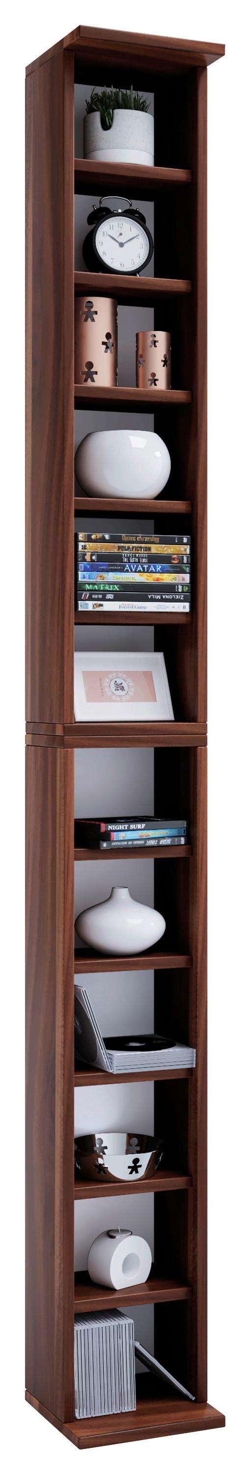 CD-Regal in Nussbaumfarbe Bigol B: 21 cm - Nussbaumfarben, MODERN, Holzwerkstoff (21/180/20cm) - MID.YOU