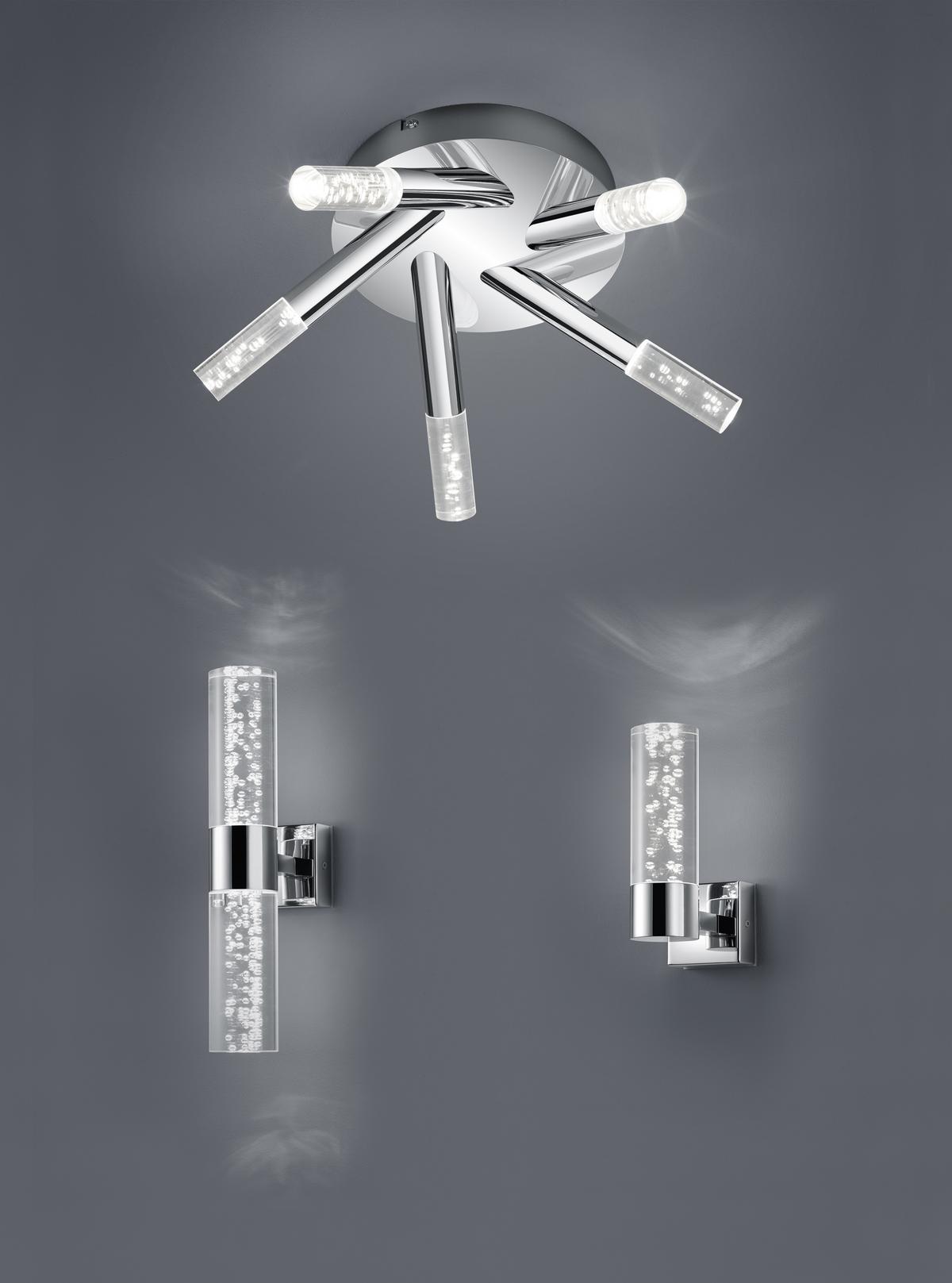 Badezimmer-Wandleuchte Bolsa Chromfarben/Klar 3,2 Watt - Klar/Chromfarben, Design, Kunststoff/Metall (30,0/7,0/12,0cm) - Trio Leuchten
