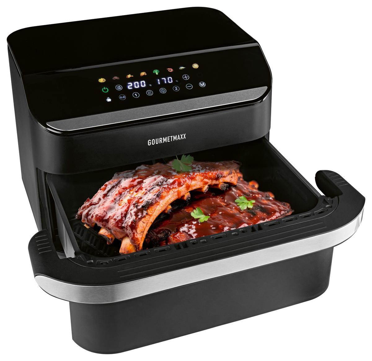 Heißluftfritteuse 19171 Schwarz/Silberfarben max.2400W - Silberfarben/Schwarz, Basics, Kunststoff/Metall (37/47/30cm)