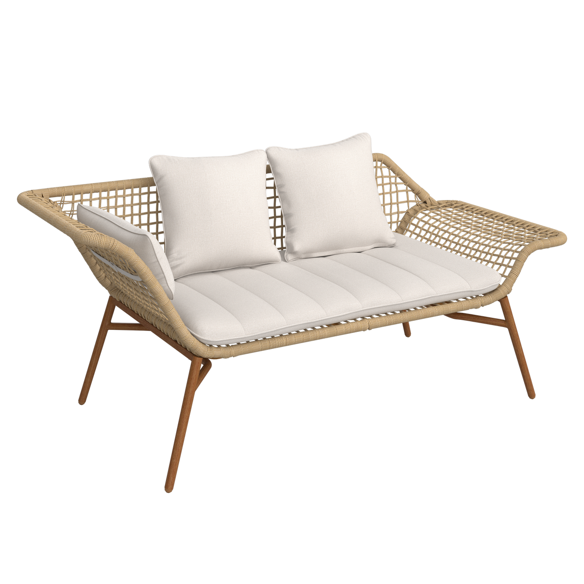 Klupa Merle - prirodna boja/boja tikovine, Prirodno, metal/tekstil (178/72/73cm) - Mömax