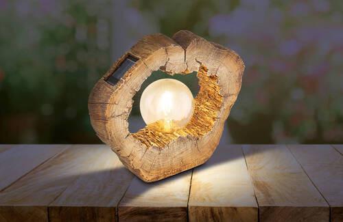 Solarna Svetilka Woodlight, S Sijalko - rjava, Natur, umetna masa (30,5/8,5/25,5cm) - Globo