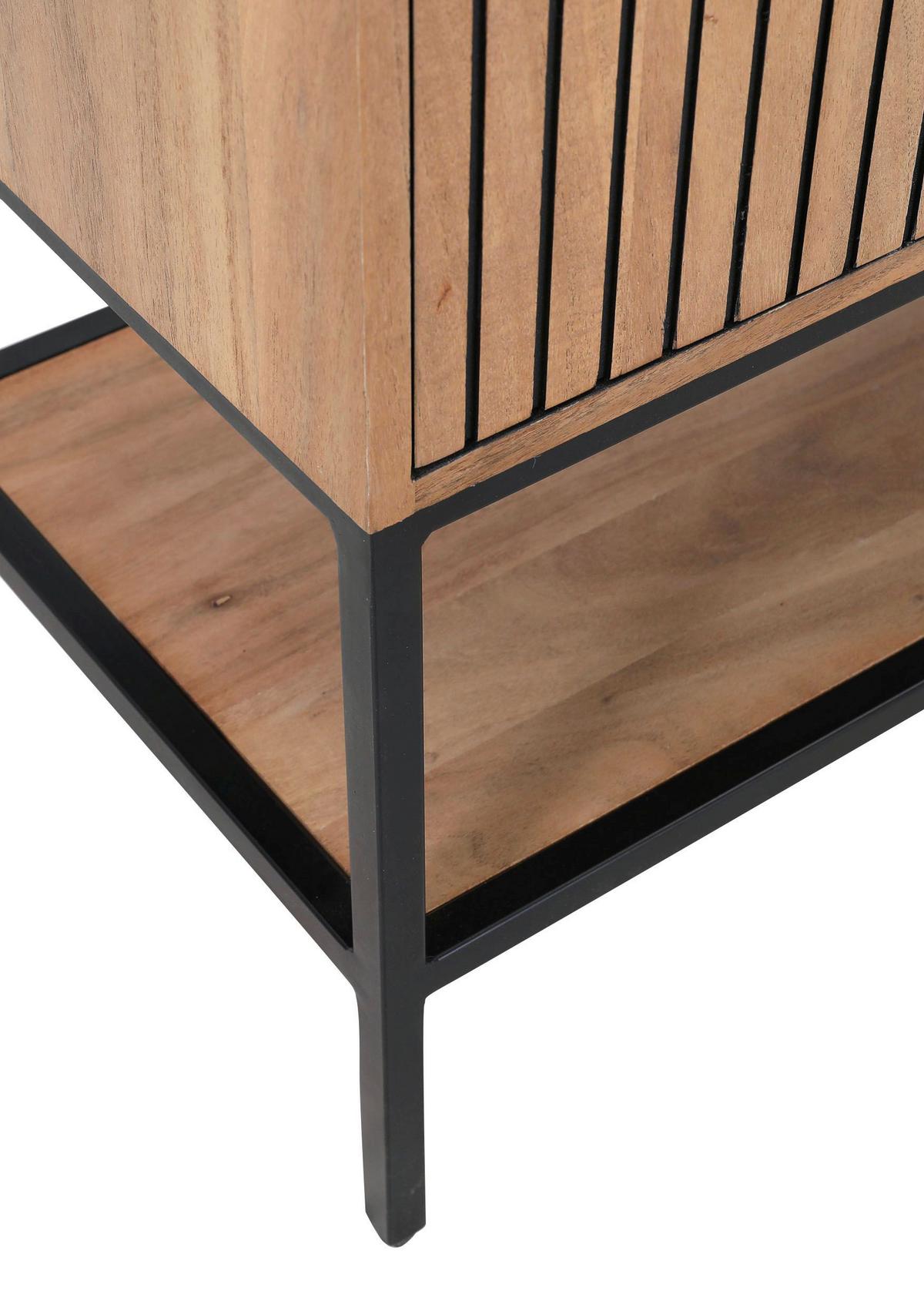 Highboard Koda Rundbogen Akazie Echtholzfurnier - Schwarz/Braun, MODERN, Holz/Holzwerkstoff (90/180/42cm) - Mömax