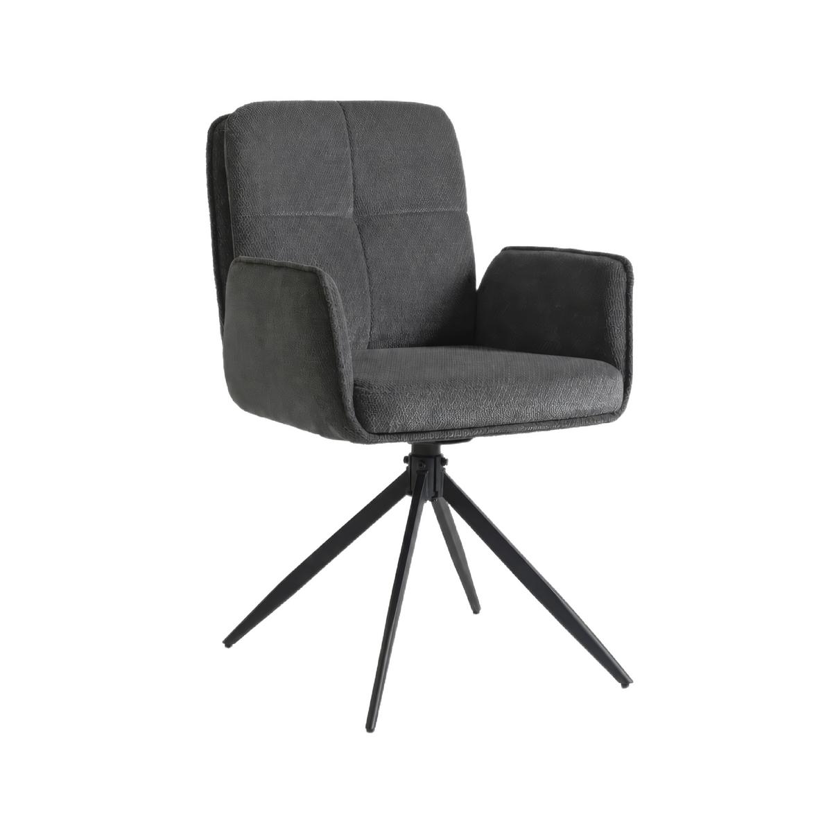Armlehnstuhl Nalani Dunkelgrau Webstoff Drehbar Gepolstert - Dunkelgrau, MODERN, Textil/Metall (58/86/62cm) - Bessagi Home
