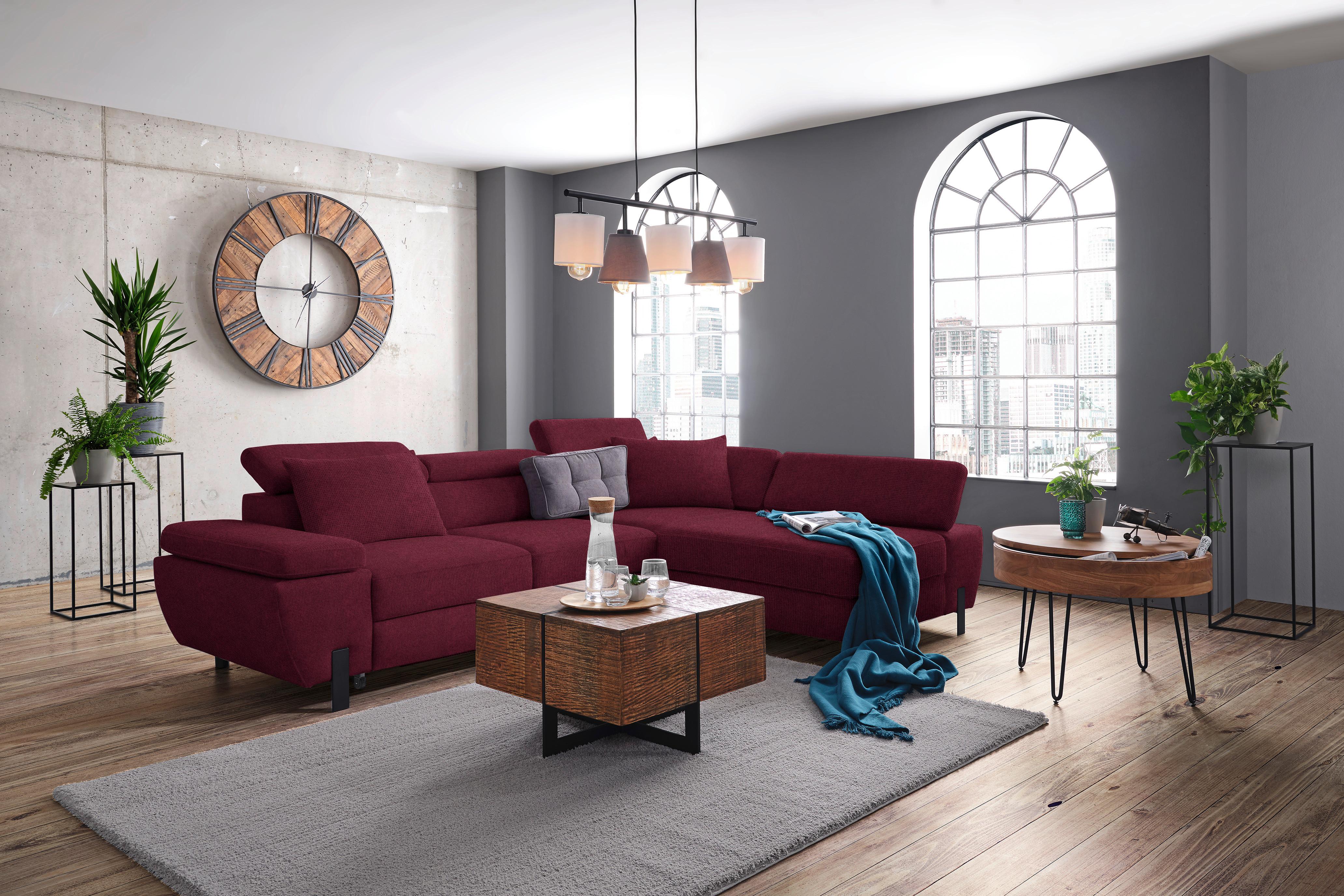 Kutna Garnitura Molina Mini - bordo/crna, Moderno, drvni materijal/drvo (277/189cm) - Mömax