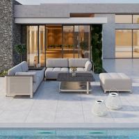 ENSEMBLE LOUNGE MARA - Weiss/Dunkelgrau, Modern, Kunststoff/Textil (269/269cm) - Bessagi Garden