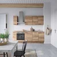 Küchenblock Structura Low m. Geräten Eiche dunkel - Eiche dunkel/Eichefarben, MODERN, Holzwerkstoff/Metall (240cm) - Nobilia