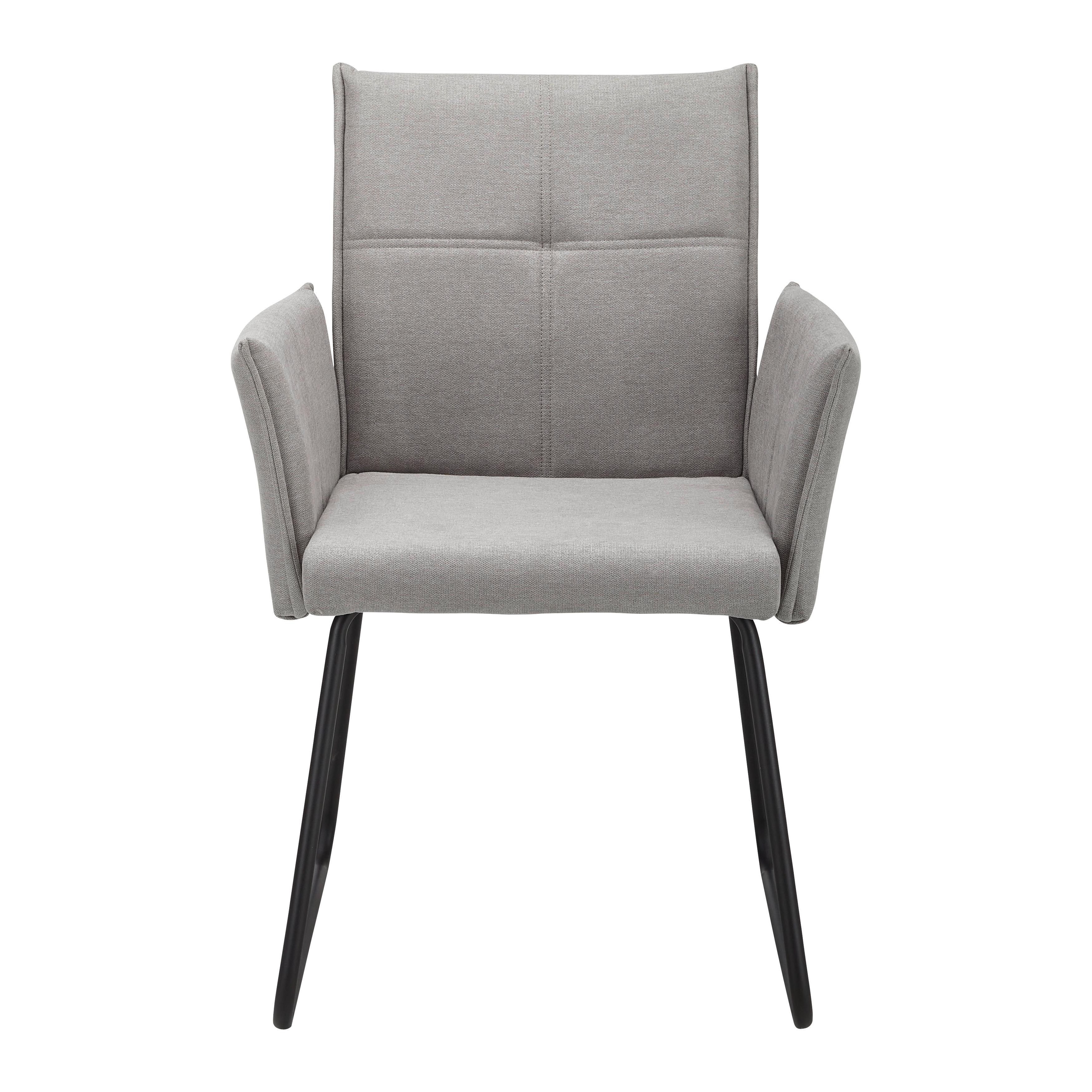 Armlehnstuhl Manila Grau 2-er Set. Gepolstert - Schwarz/Grau, MODERN, Holz/Textil (60/90/61cm) - Bessagi Home