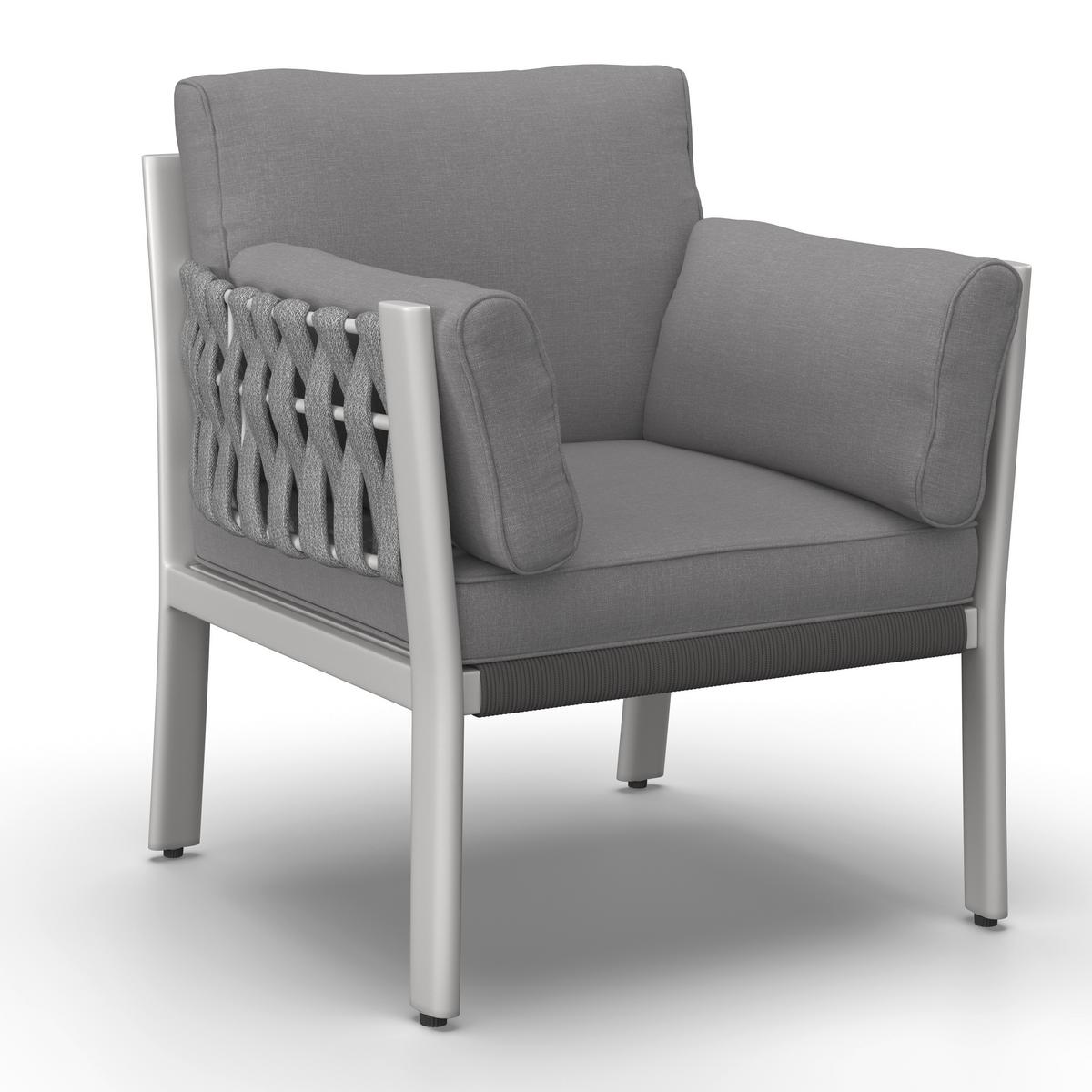 DINING-LOUNGESET ELISA - Weiss/Dunkelgrau, Modern, Kunststoff/Textil (238/74/75cm) - Bessagi Garden