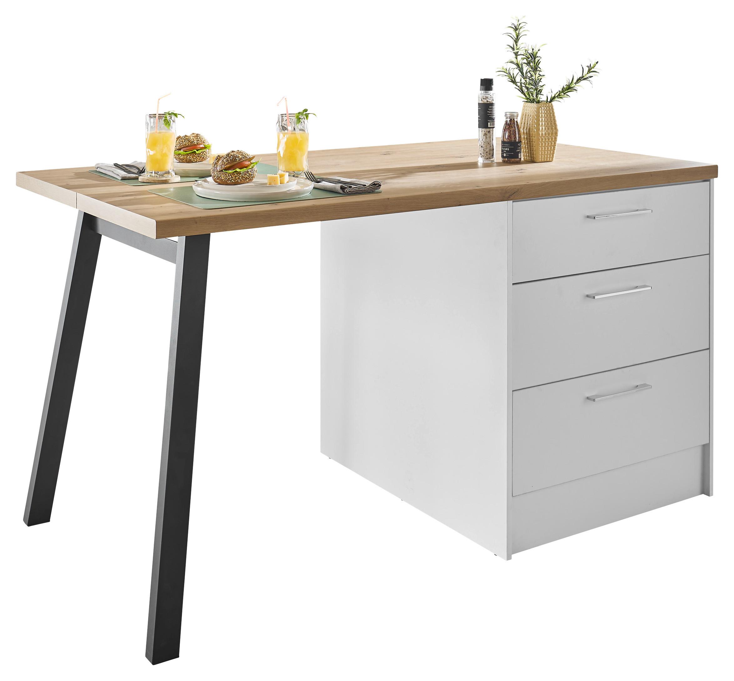 Konyhasziget Turin 150 White - krómszínű/Artisan tölgy, Trend, faalapú anyag/fém (150/91/90cm) - MID.YOU