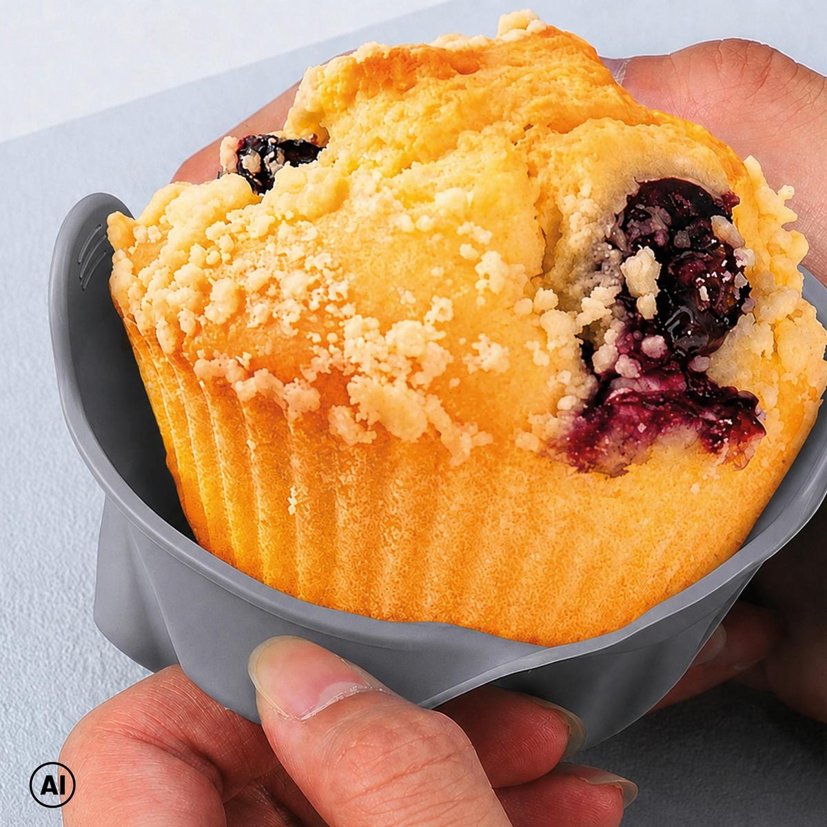 SILIKONFORM FÜR FRITTEUSE MUFFIN - AIR FRYER - Schwarz/Grau, KONVENTIONELL, Kunststoff (6,5/6,5cm) - GOURMETMAXX