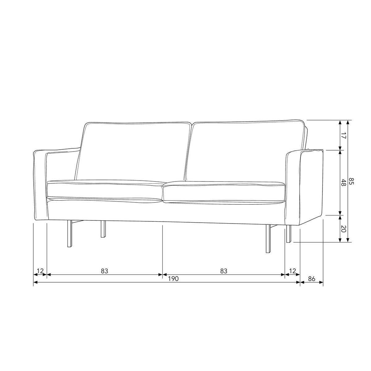 2,5- Sitzer Sofa Rodeo Anthrazit B: 190cm - Anthrazit/Schwarz, Design, Textil/Metall (190/85/86cm) - Livetastic