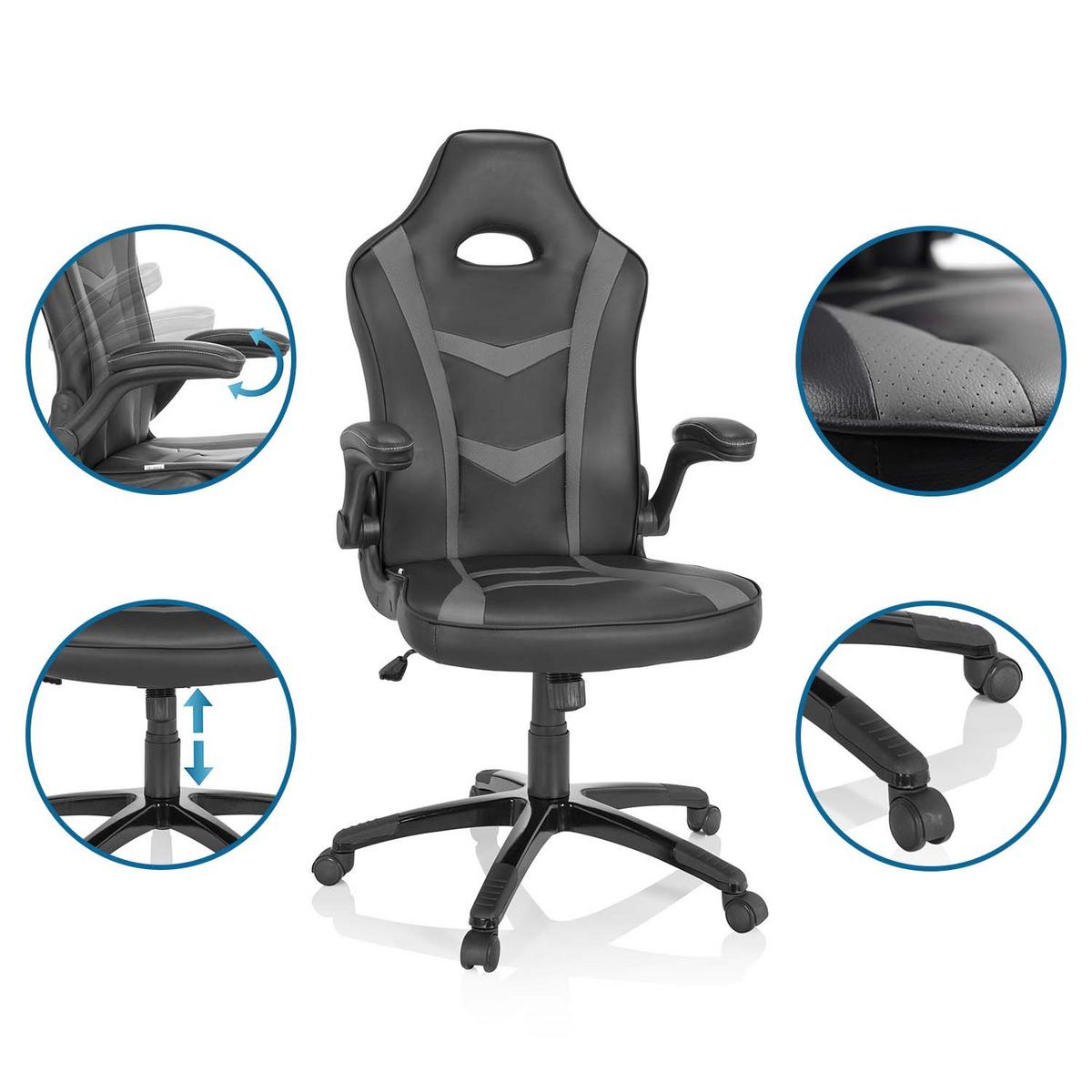 Gaming Stol Game Sport B, Črna - siva/črna, Moderno, umetna masa/tekstil (65/121/66cm) - MID.YOU