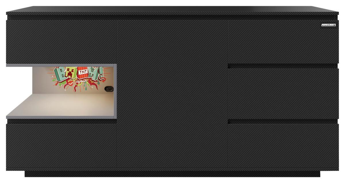 Sideboard Minecraft ca. 160x80x40 cm - Schwarz, MODERN, Holzwerkstoff (160/80/40cm) - Minecraft
