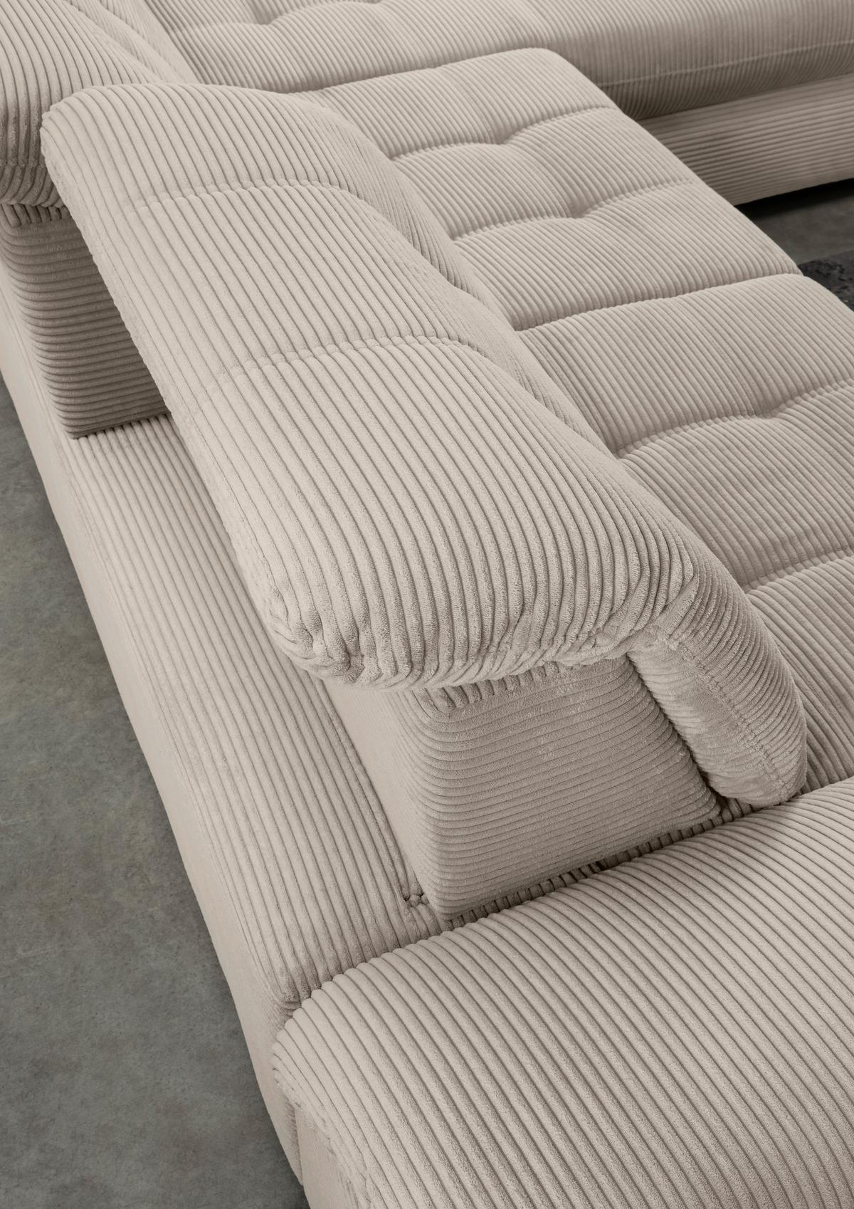 Ecksofa mit Bettkasten Rigatti ca. 314x184 cm Beige - Beige/Schwarz, MODERN, Textil/Metall (314/184cm) - Livetastic