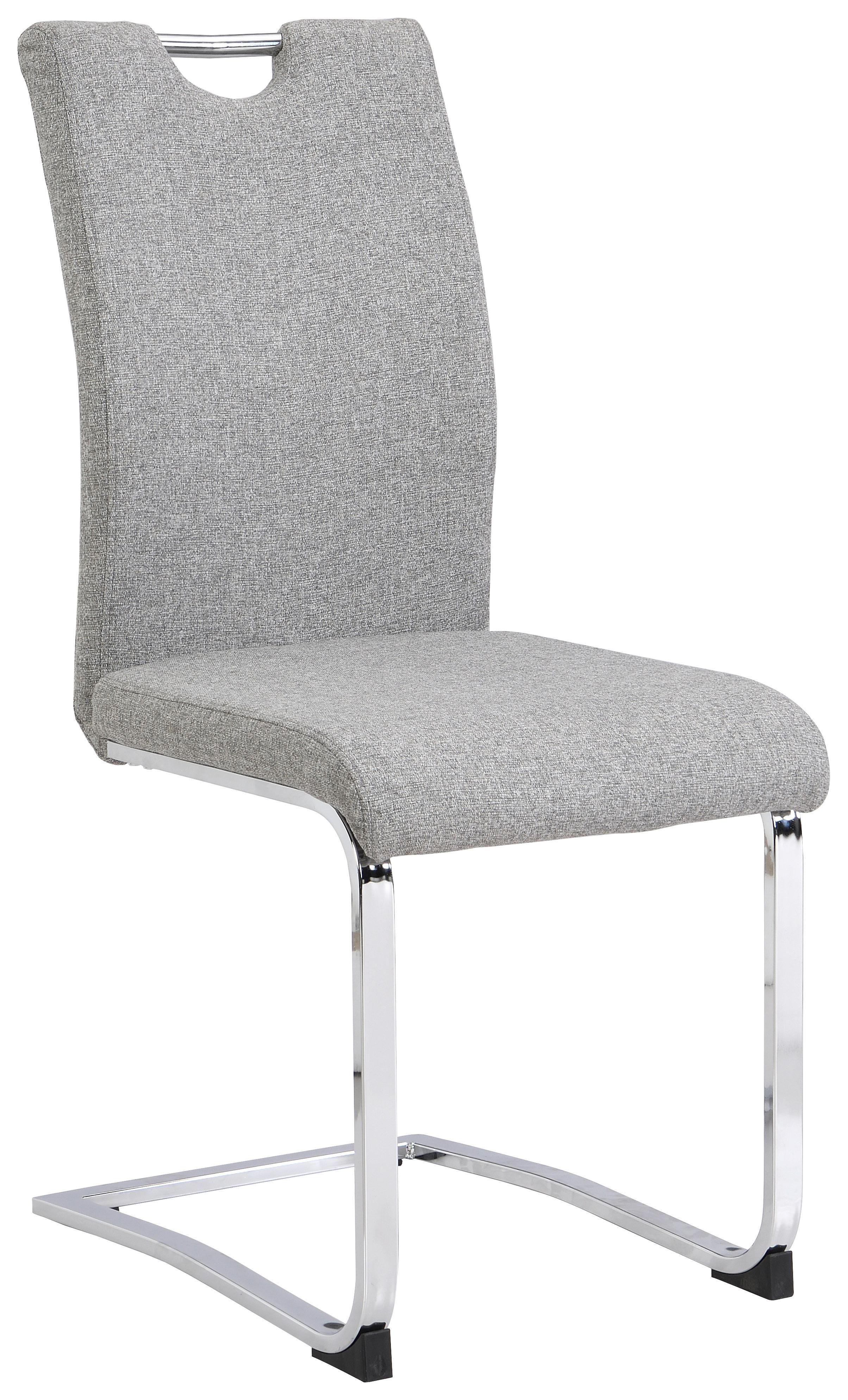 KRZESŁO NA PŁOZIE VALENTINO - szary/kolor chromowy, Design, metal/tkanina (44/98/58cm) - Carryhome