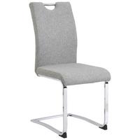 KRZESŁO NA PŁOZIE VALENTINO - szary/kolor chromowy, Design, metal/tkanina (44/98/58cm) - Carryhome