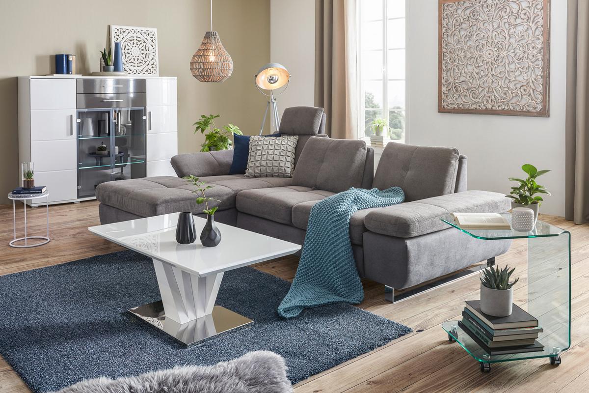 Nackenstütze in Grau - Dunkelgrau, Textil/Metall (52cm) - Premium Living