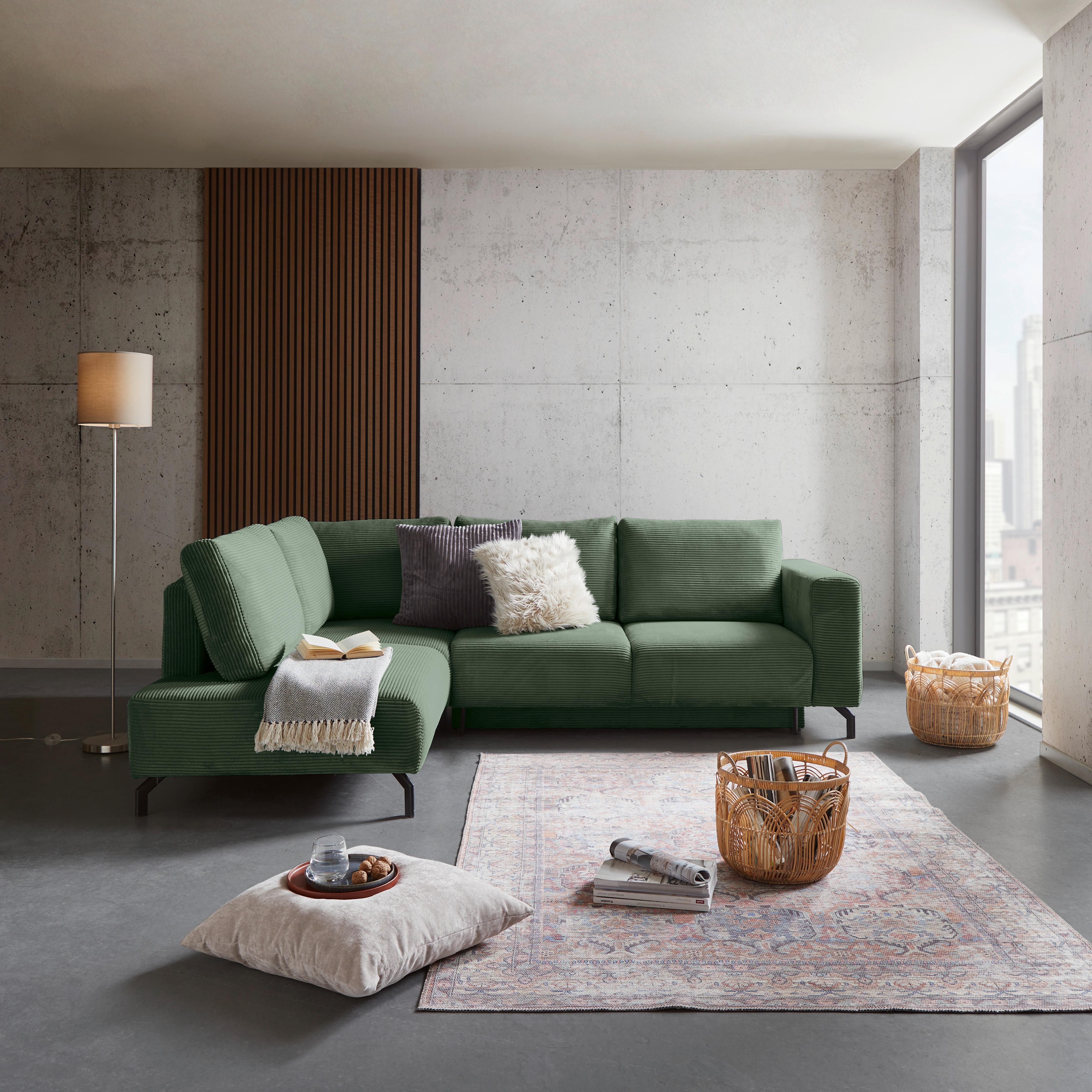 Kutna Garnitura Veni - tamno zelena/crna, Moderno, tekstil (210/272cm) - Modern Living