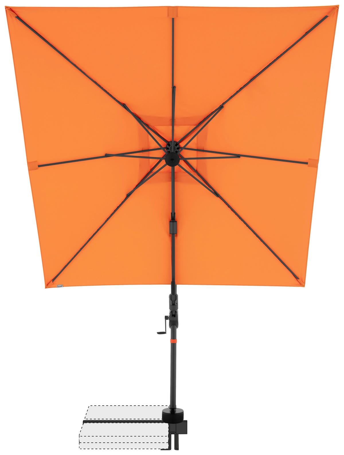 Ampelschirm MyZone Orange ca. 210x210cm - Anthrazit/Orange, Basics, Textil/Metall (210/210cm) - Doppler