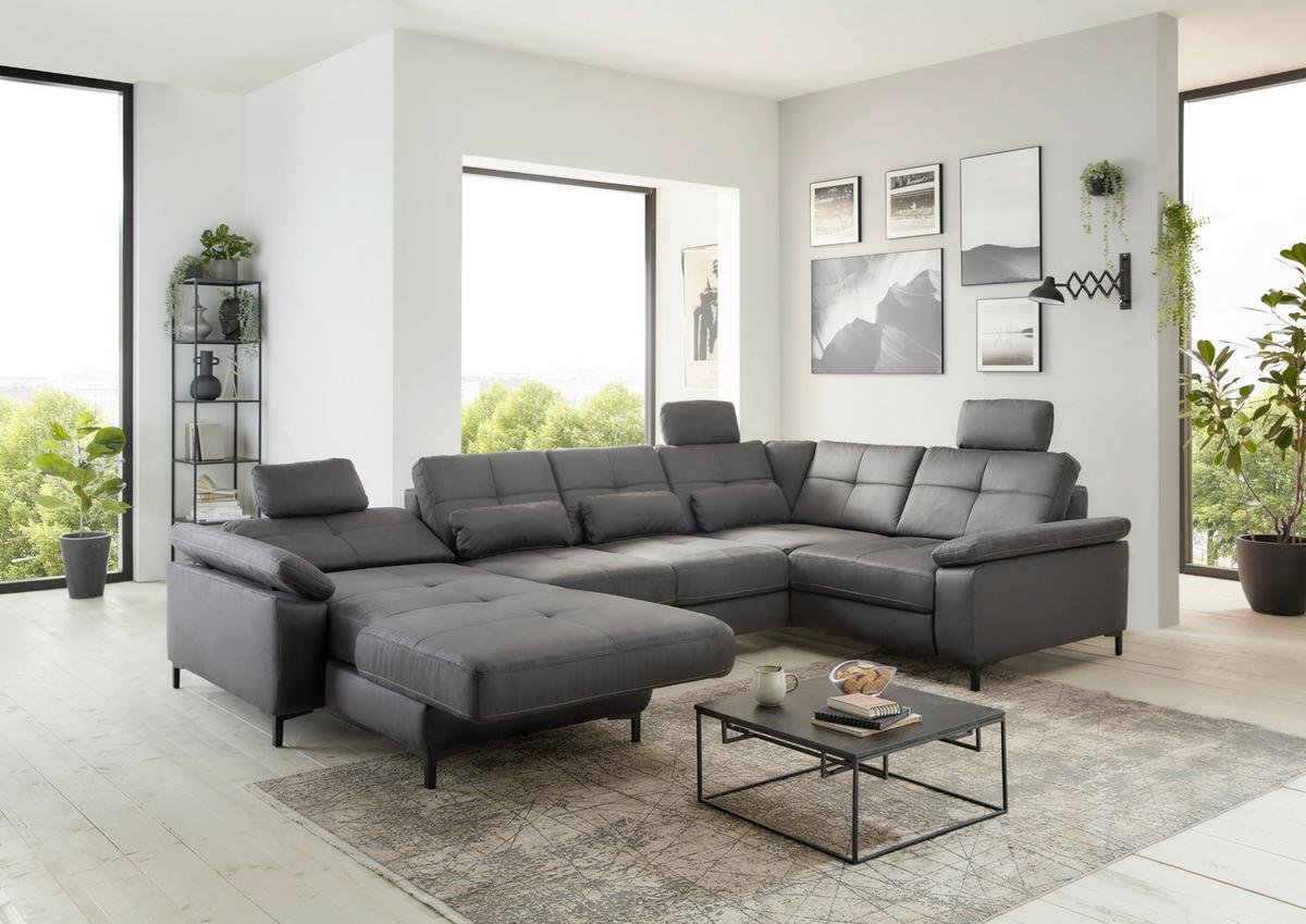 Funkcijska Sedežna Garnitura Mp-In22106 - temno siva/črna, Moderno, kovina/tekstil (192-224/356/214cm) - Premium Living