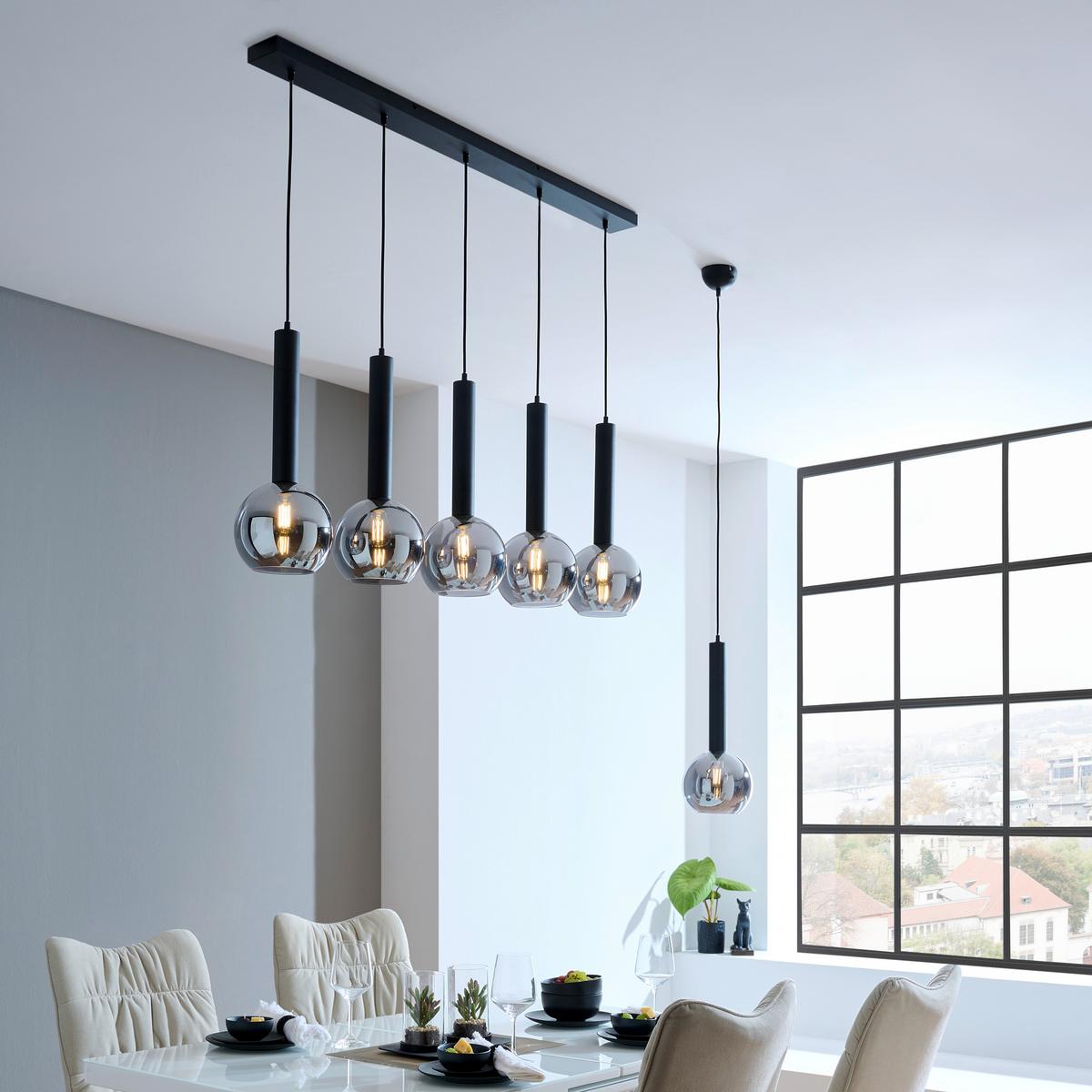 LAMPA WISZĄCA X30115032 HELSINGBORG - czarny, Trend, metal/szkło (115/30/150cm) - Dieter Knoll