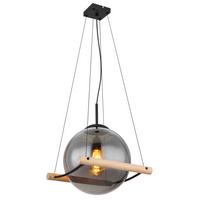 Függőlámpa 15883h - natúr/fekete, Design, műanyag/Üveg (33,5/35/120cm) - Globo