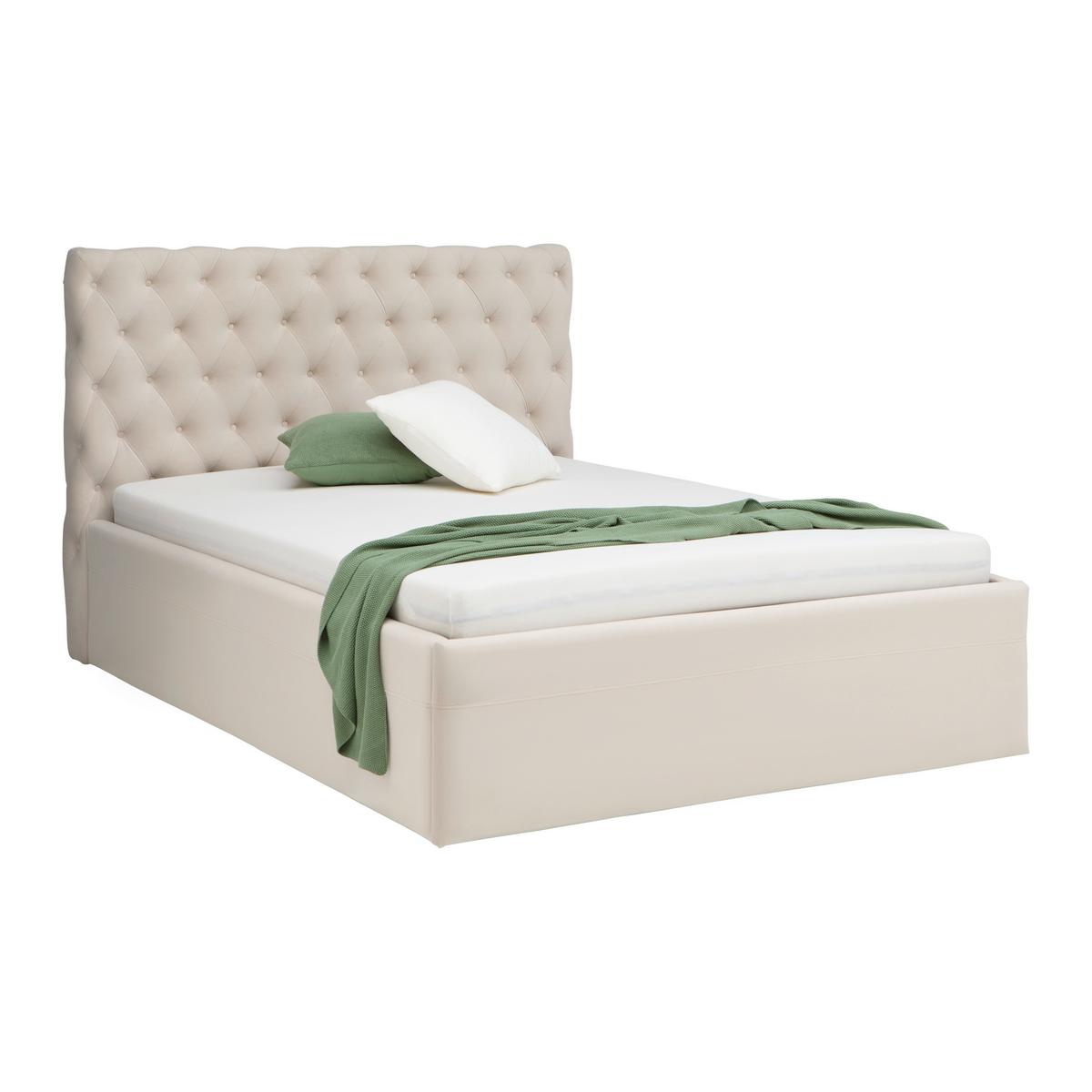 Polsterbett Katar Beige ca. 140x200cm - Beige/Schwarz, KONVENTIONELL, Textil (140/200cm) - Mömax