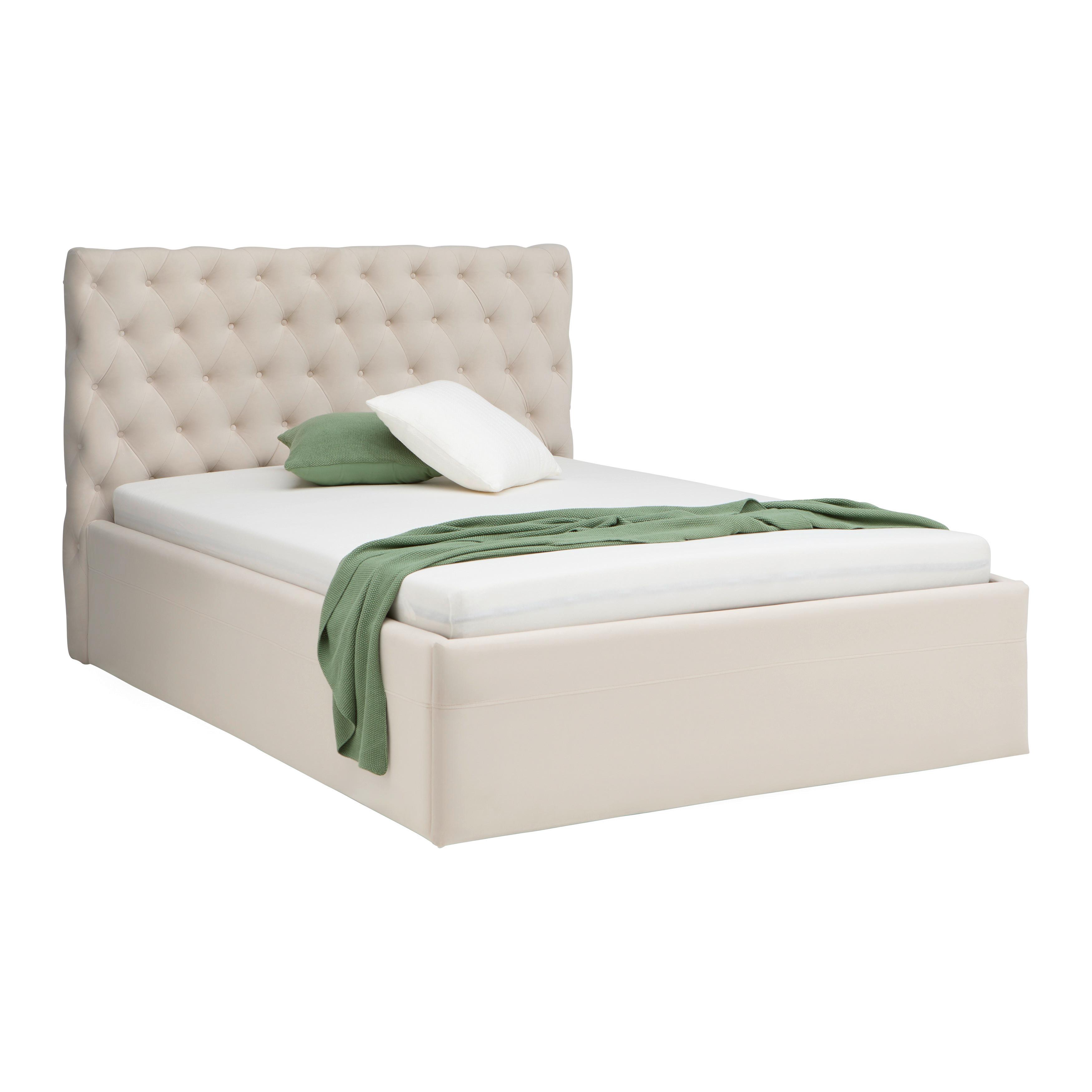 STOPPAD SÄNG KATAR -EXKLUSIV- - beige/svart, Klassisk, textil (160/200cm) - Mömax