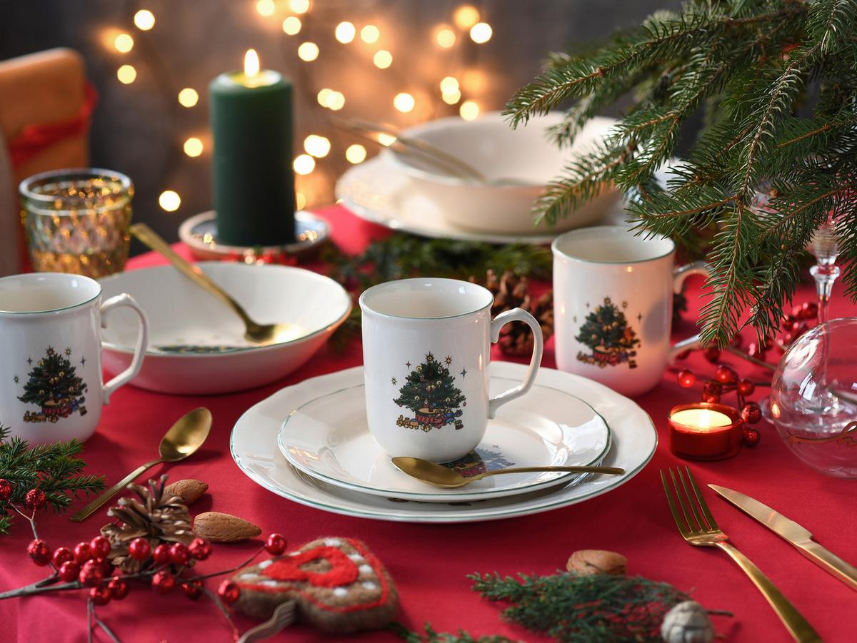 Kombiservice Tannenbaum Multicolor/Weiß, 16-tlg. - Multicolor/Weiß, Basics, Keramik - Creatable