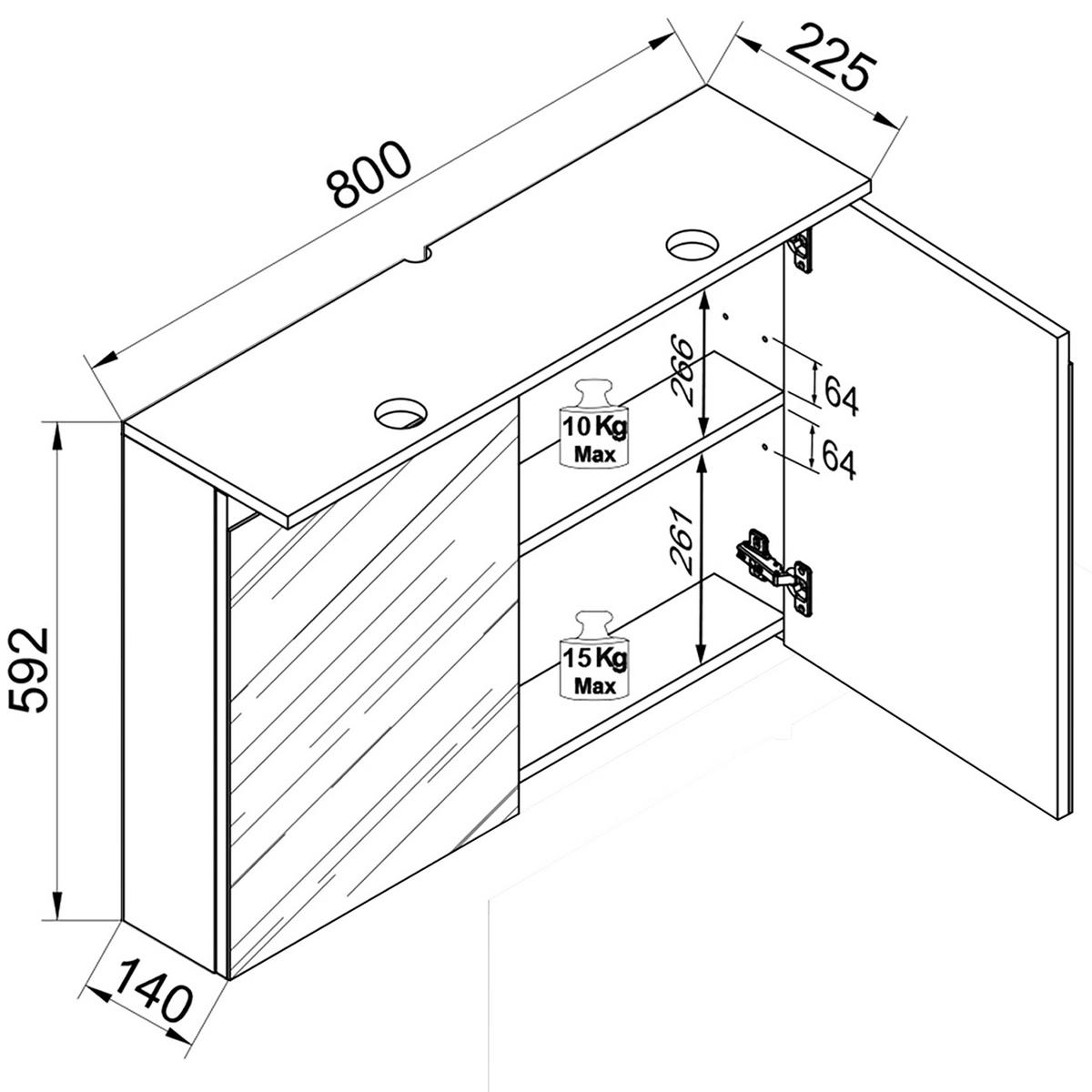 Spiegelschrank Cosila - Honigeiche/Anthrazit, Trend, Glas/Holzwerkstoff (80/59/23cm) - MID.YOU