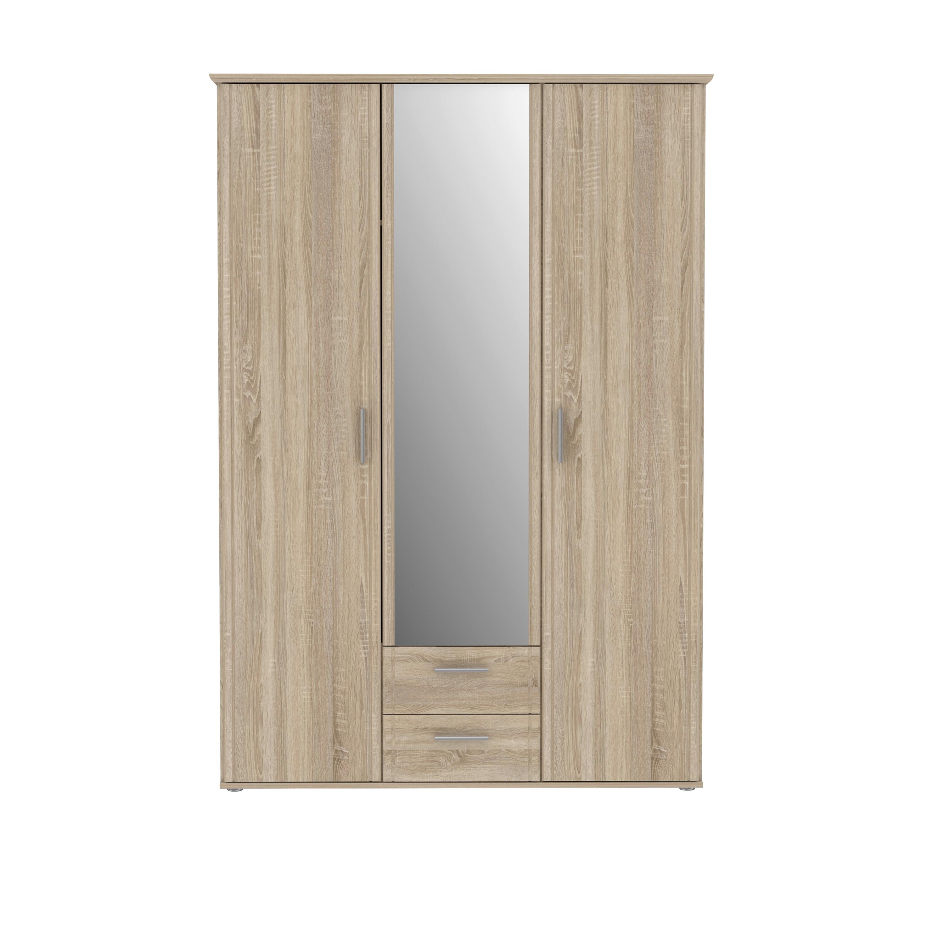 Omara Za Oblačila Gloria, Barva Hrasta - barve aluminija/hrast sonoma, Konvencionalno, kovina/umetna masa (134/196/55cm) - MID.YOU