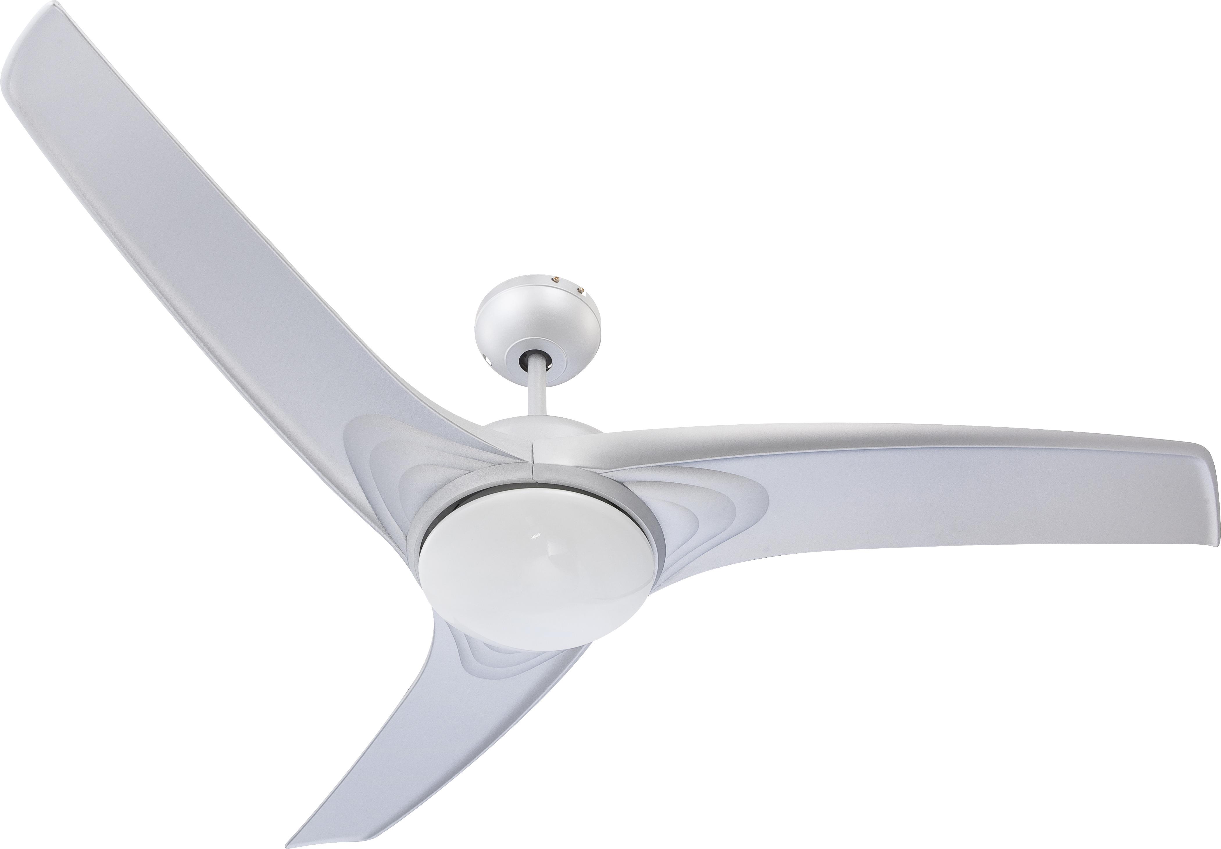 Deckenventilator Fara aus Metall max. 40 Watt - Silberfarben/Opal, KONVENTIONELL, Glas/Kunststoff (132/46cm) - Globo