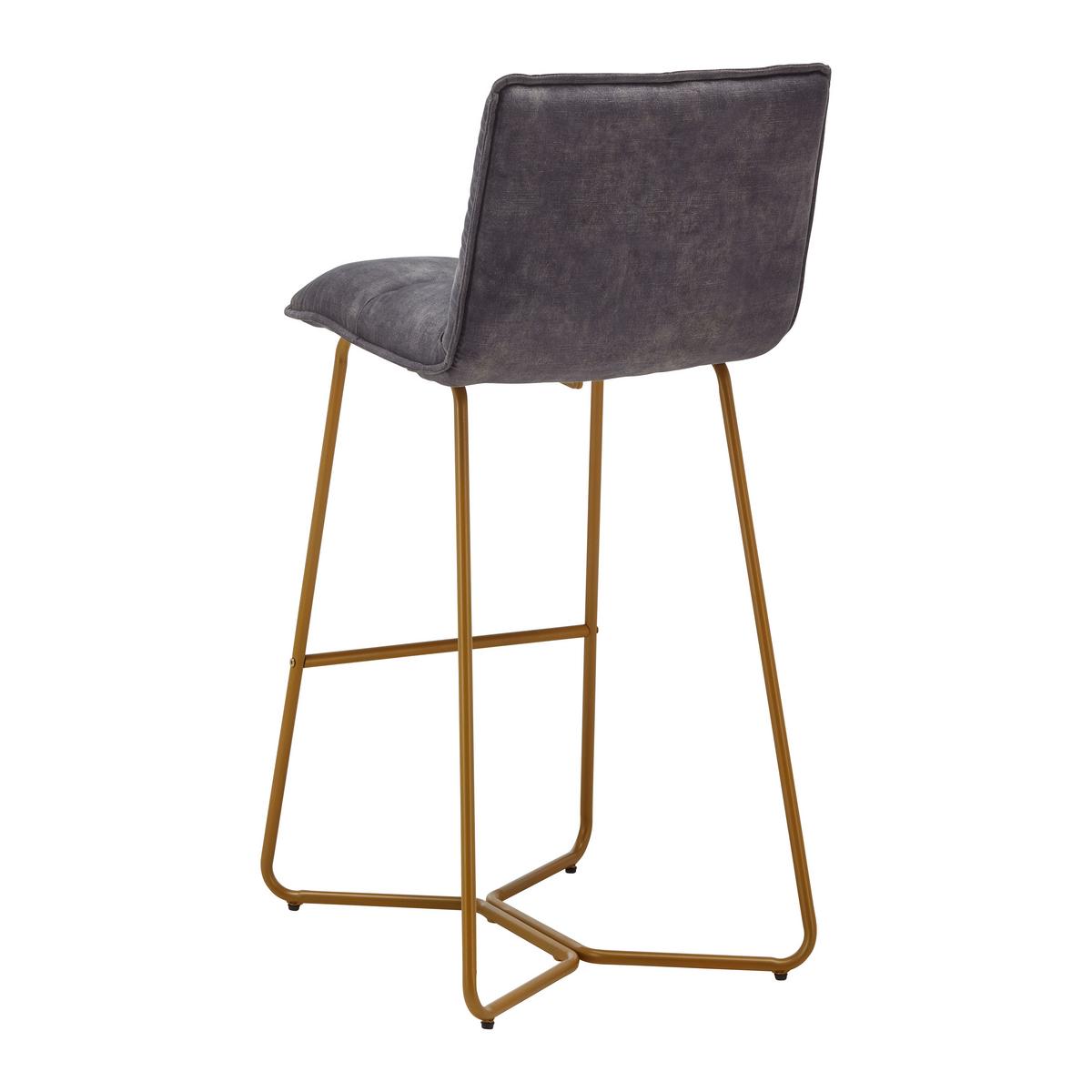 Barhocker Fonia Dunkelgrau Samt Gepolstert - Dunkelgrau/Goldfarben, MODERN, Holz/Textil (46/103,5/57cm) - Bessagi Home