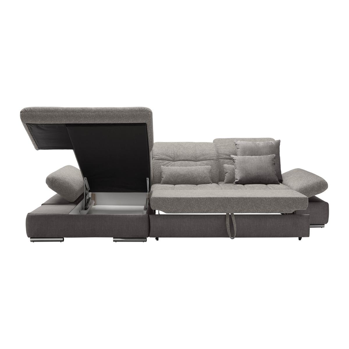 Wohnlandschaft Sanfino Silberfarben - Chromfarben/Silberfarben, KONVENTIONELL, Holz/Textil (199/79-96/305cm) - Premium Living
