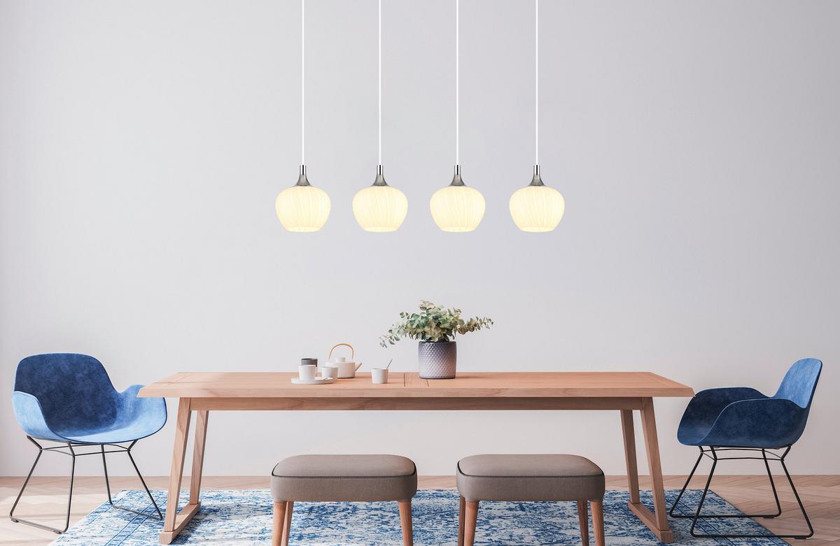 Hängeleuchte Maxy Weiß/Chromfarben max. 40 Watt - Chromfarben/Weiss, Konventionell, Glas/Metall (100/18/120cm) - Globo