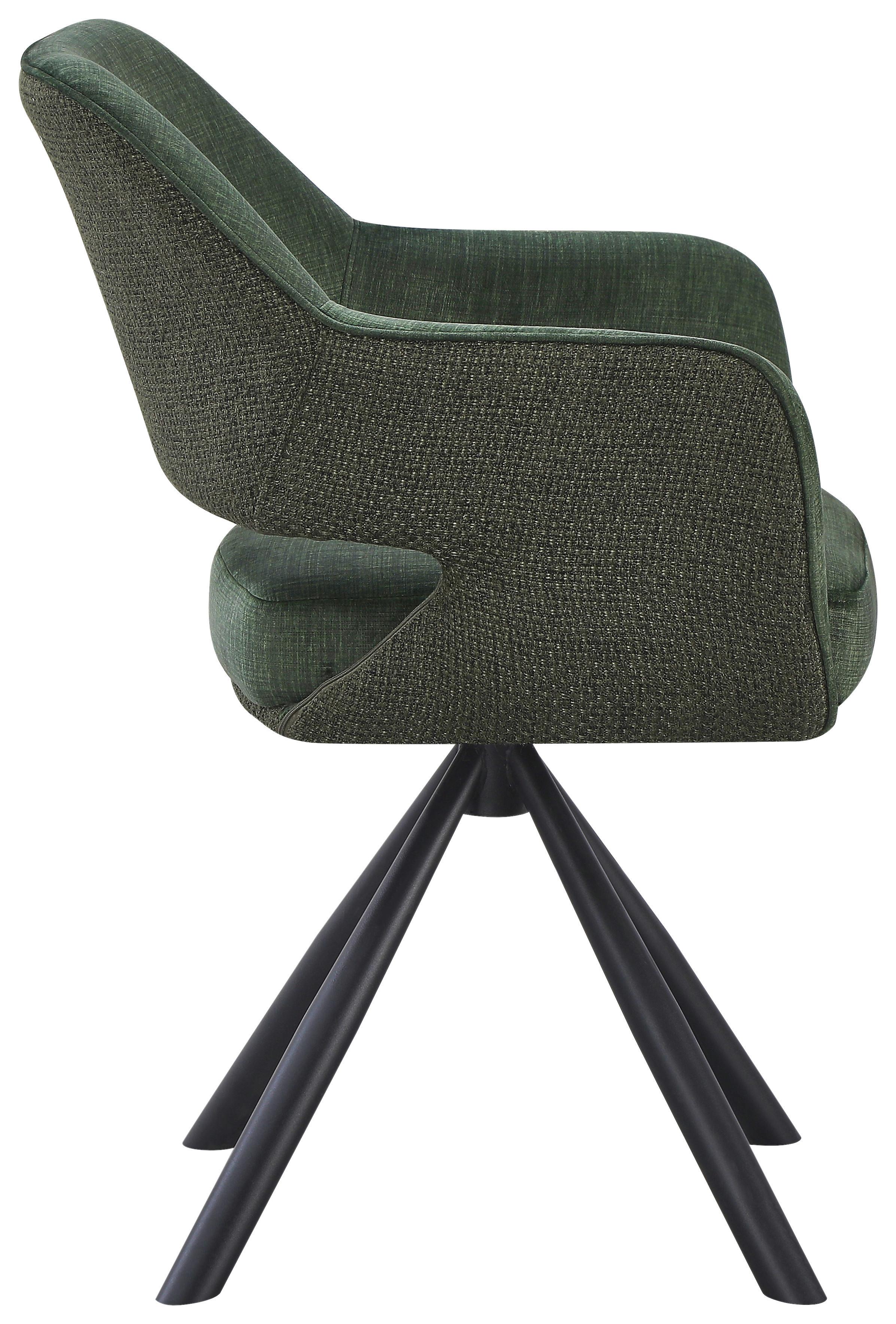 Armlehnstuhl Vanessa Grün - Schwarz/Grün, Modern, Textil/Metall (61/84,5/60cm) - Mömax