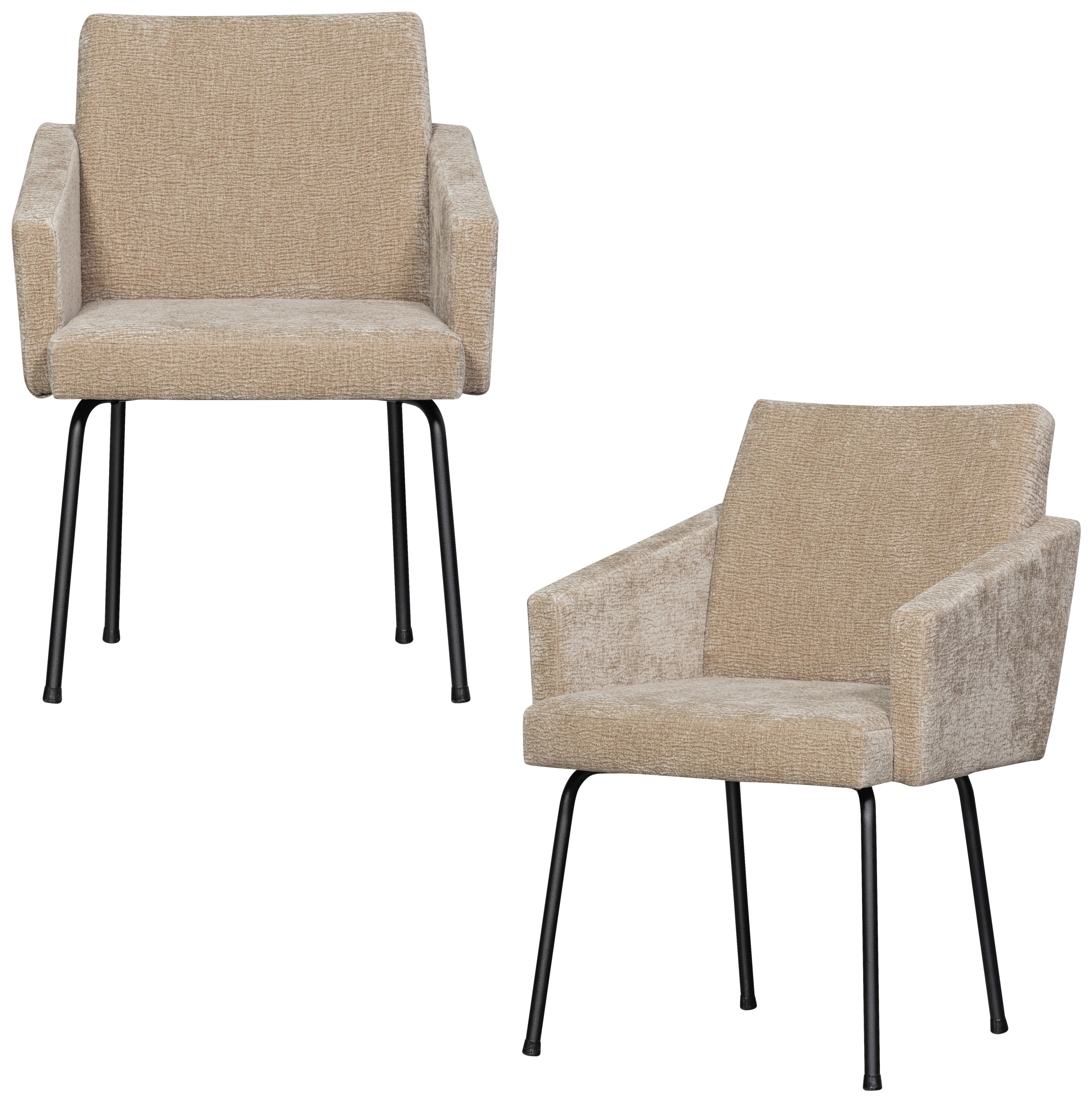 ARMLEHNSTUHL-SET Mount Sandfarben B: 61cm - Sandfarben/Schwarz, MODERN, Textil/Metall (61/82/65cm) - Livetastic