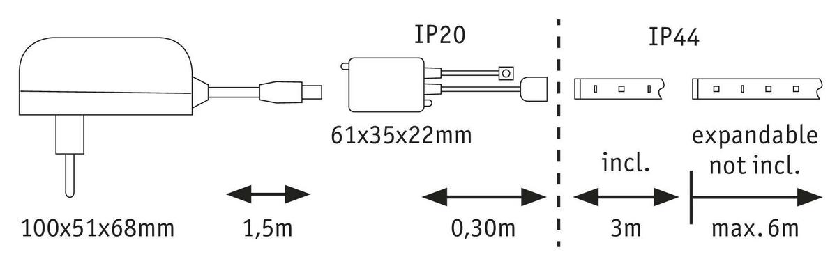 LED-Strip MaxLED 250 max. 20 Watt - Silberfarben, Basics, Kunststoff (301/0,3cm) - Paulmann