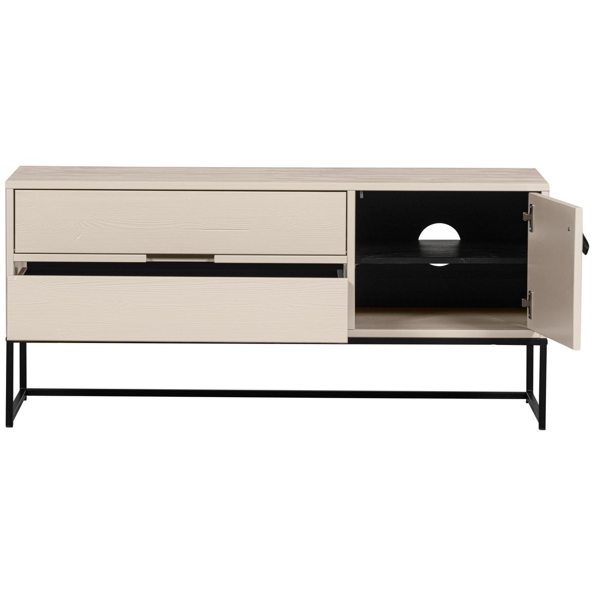 Lowboard Silas Hellgrau - Hellgrau/Schwarz, Design, Leder/Holz (120/55/44cm) - Livetastic